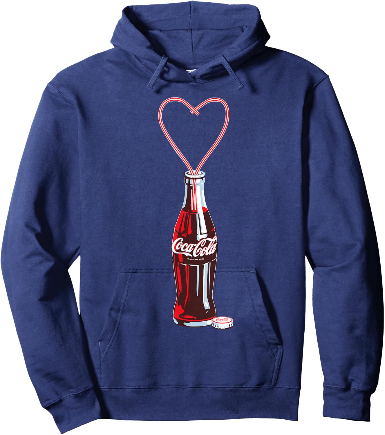 Coca Cola Bottle Heart Straws Hoodie - Hoodie | Navy