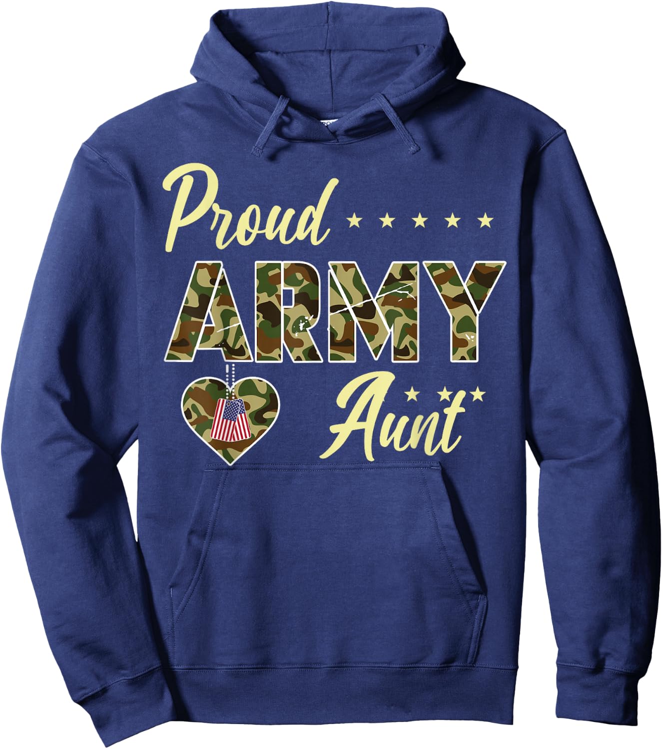 Proud Army Aunt Camouflage Soldier Family Love Military Hoodie - Hoodie | Navy