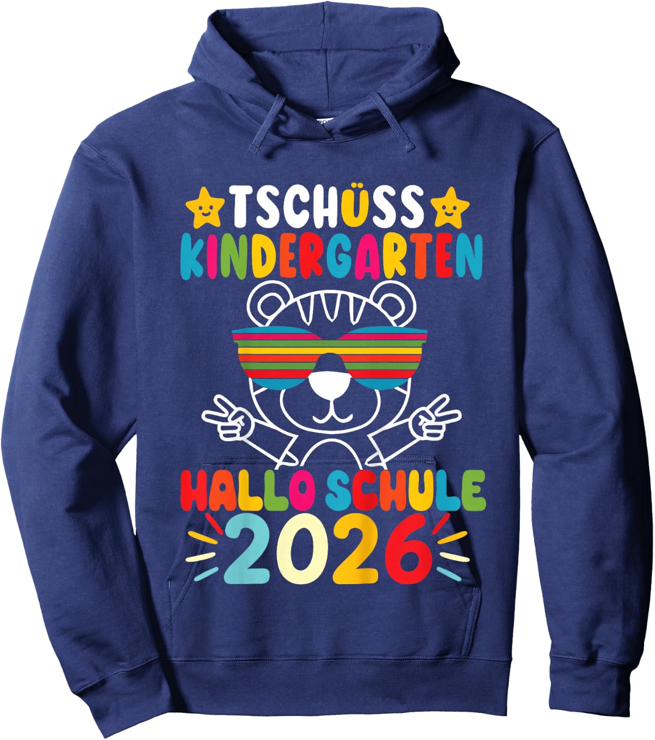 Kinder Tschüss Kindergarten Hallo Schule Kita Abgänger 2026 Tigerin Hoodie - Hoodie | Navy