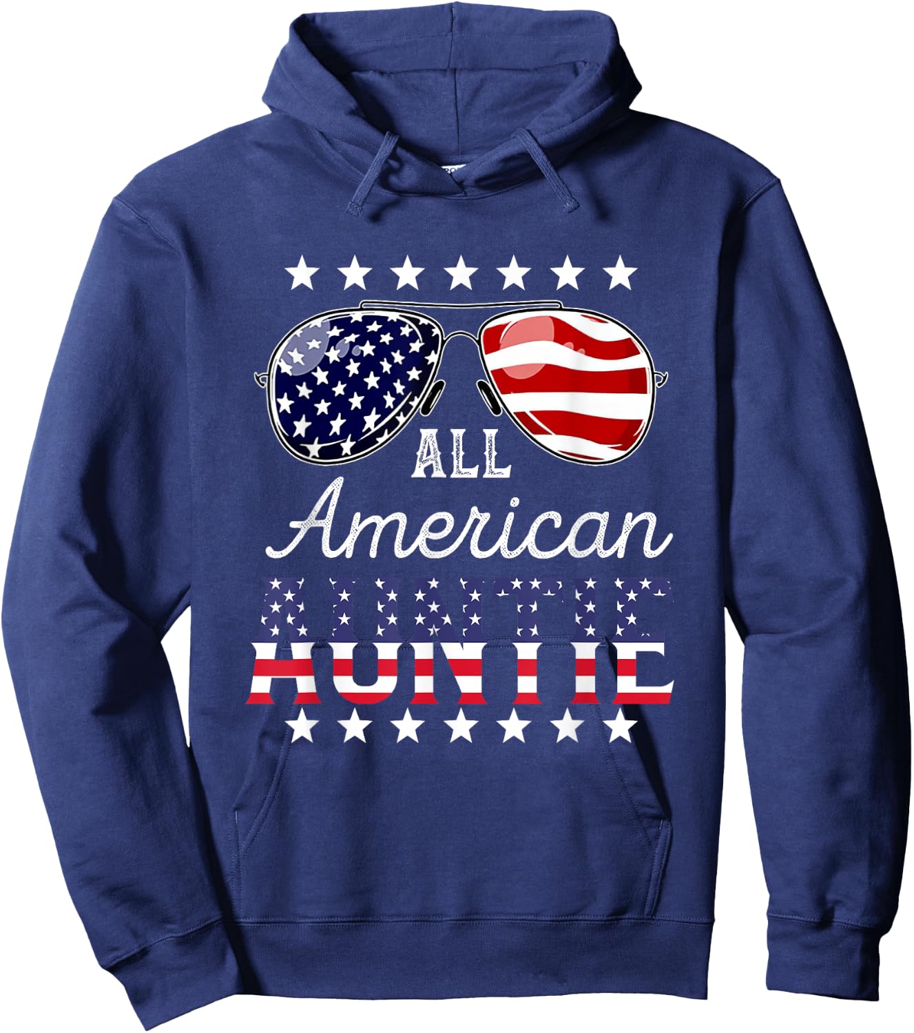 All American Auntie 4th of July Sunglasses Family Hoodie - Hoodie | Navy