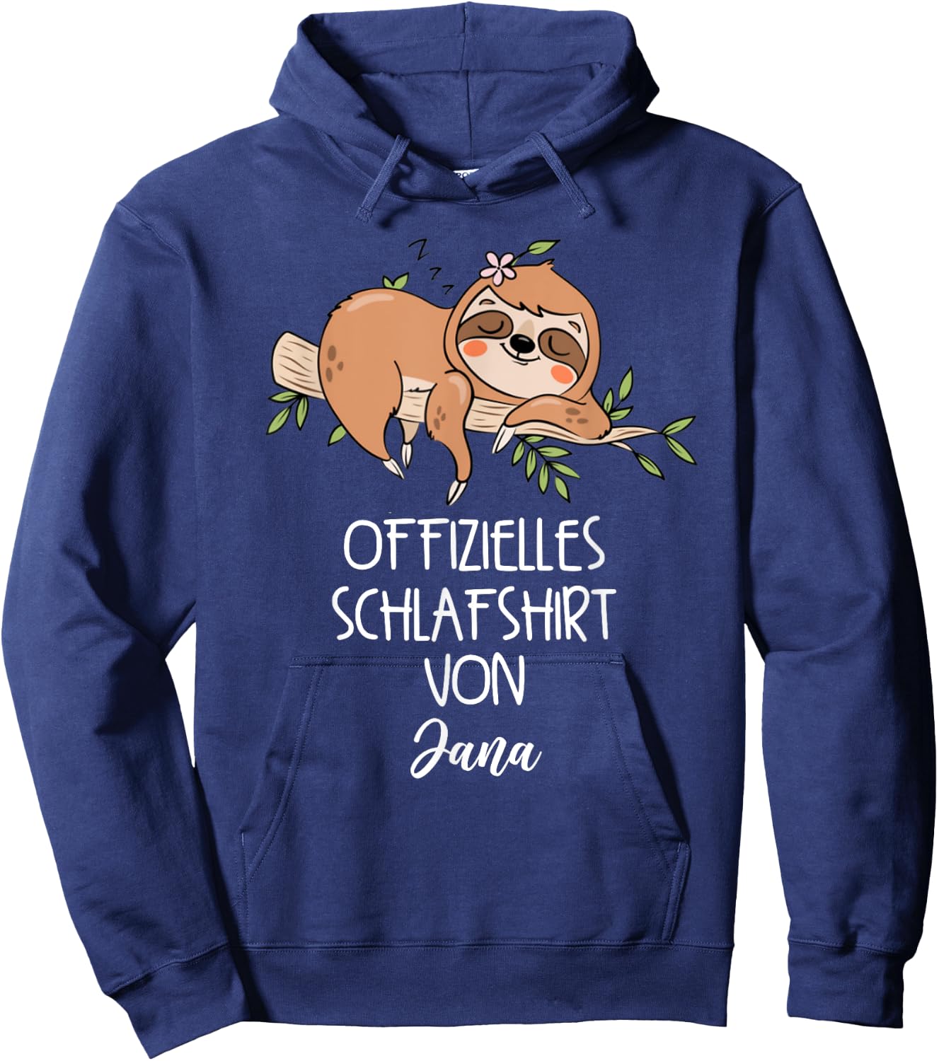 Offizielles Schlafshirt Von Jana Nachthemd Faultier Hoodie - Hoodie | Navy