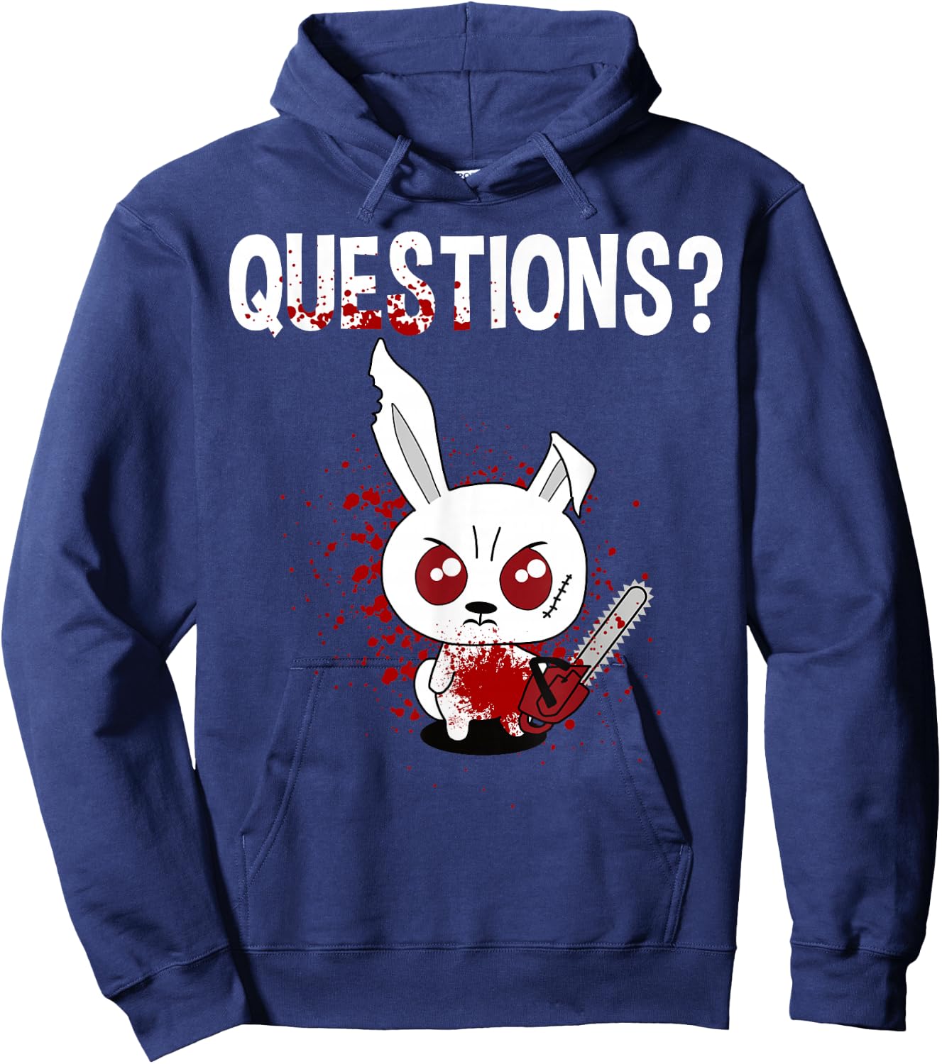 Funny - Questions? Bunny - Angry Rabbit Hoodie - Hoodie | Navy
