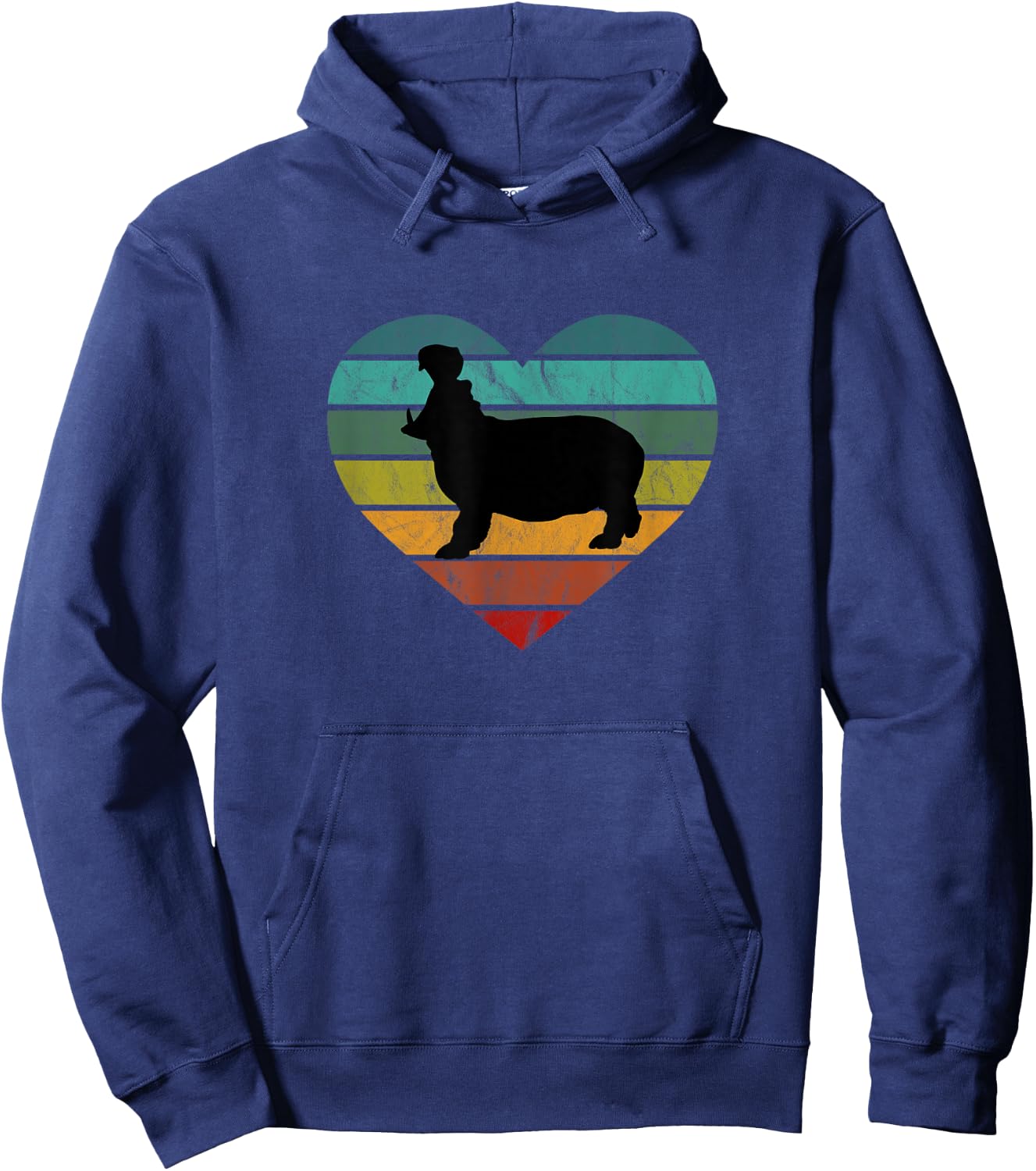 I Love Hippos in Africa Heart Wilderness Safari Hippo Hoodie - Hoodie | Navy