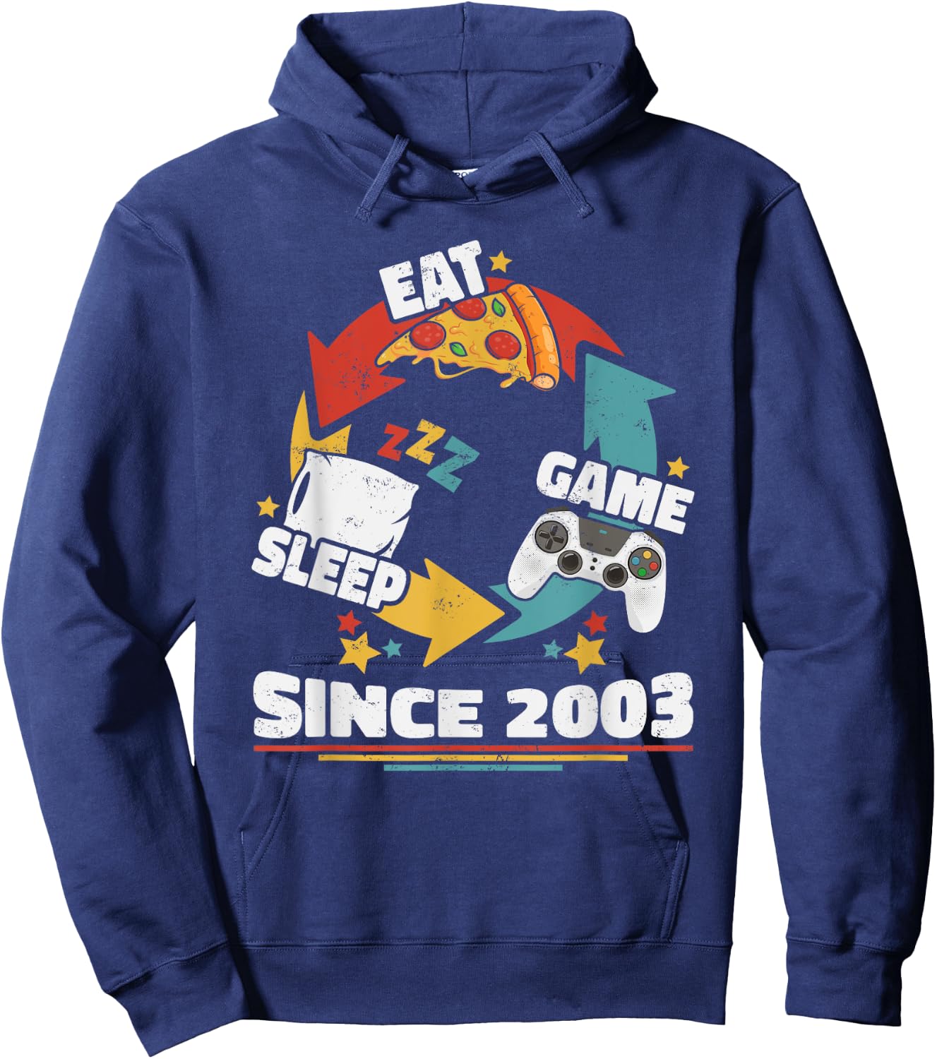 Eat Sleep Game Since 2003 Anniversaire Vintage Retro Gamer Hoodie - Hoodie | Navy