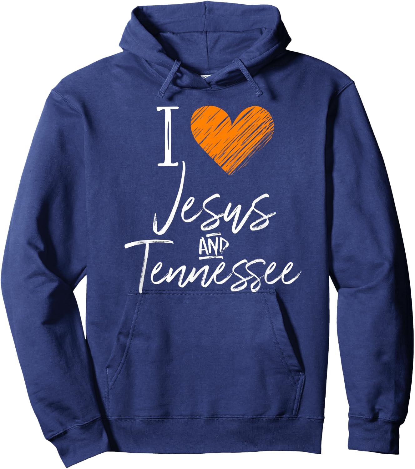 I Love Jesus And Tennessee Shirt Orange Heart Cute Fan Gift Hoodie - Hoodie | Navy