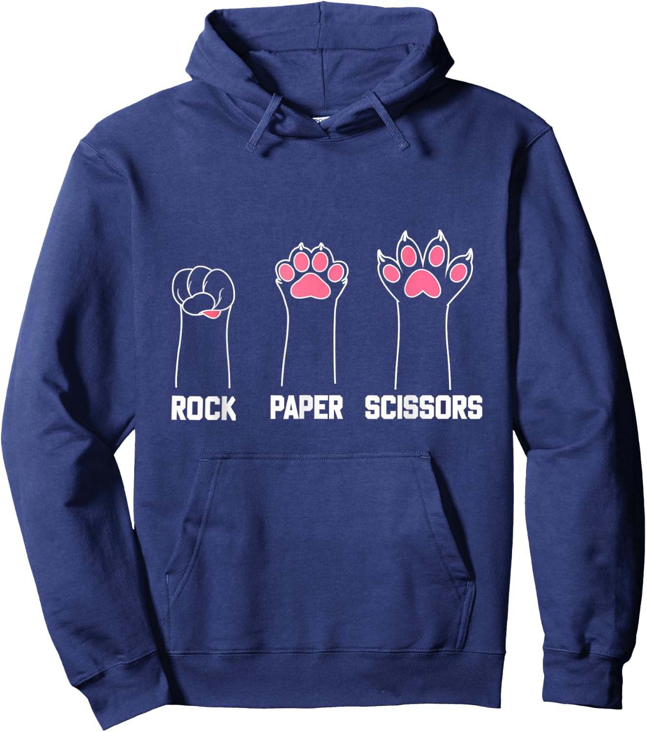 Rock Paper Scissors Cat Paw Game Cute Cat Pets Women Hoodie - Hoodie | Navy