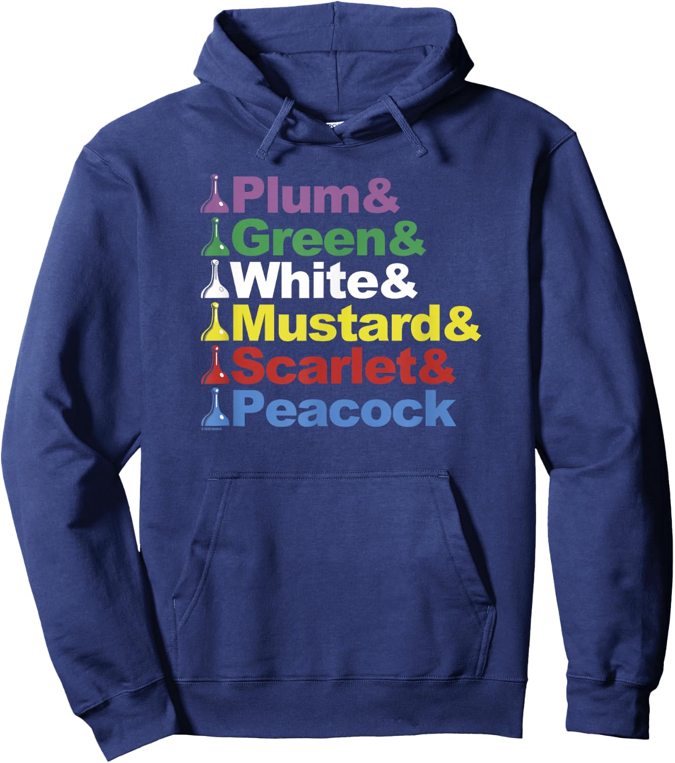 Clue Character Name Stack Game Pieces Big Text Logo Hoodie - Hoodie | Navy