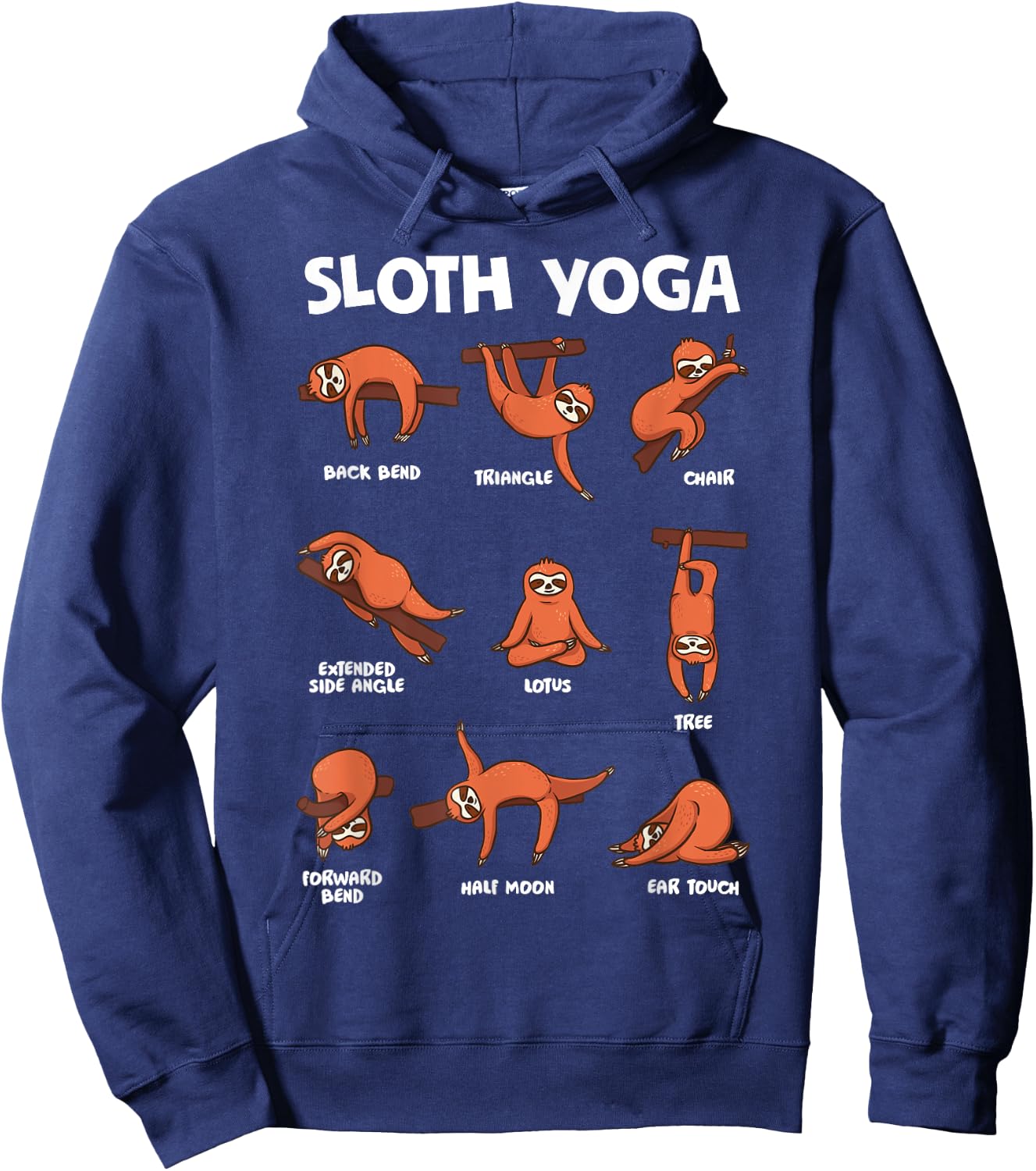 Sloth Yoga Shirt Exercise Stretch Workout Yoga Meditation Hoodie - Hoodie | Navy
