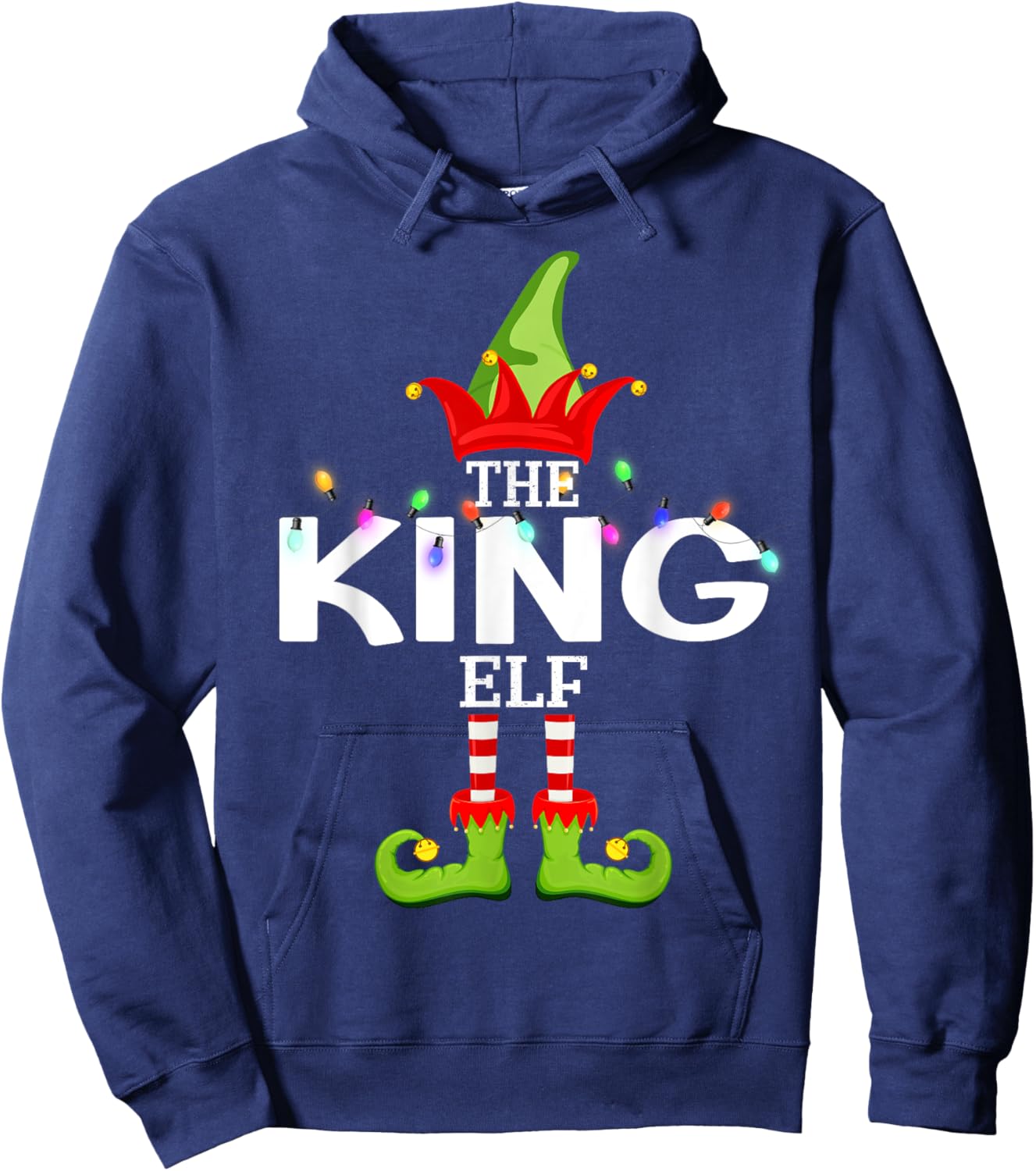 The King Elf Christmas Matching Pajamas Hoodie - Hoodie | Navy