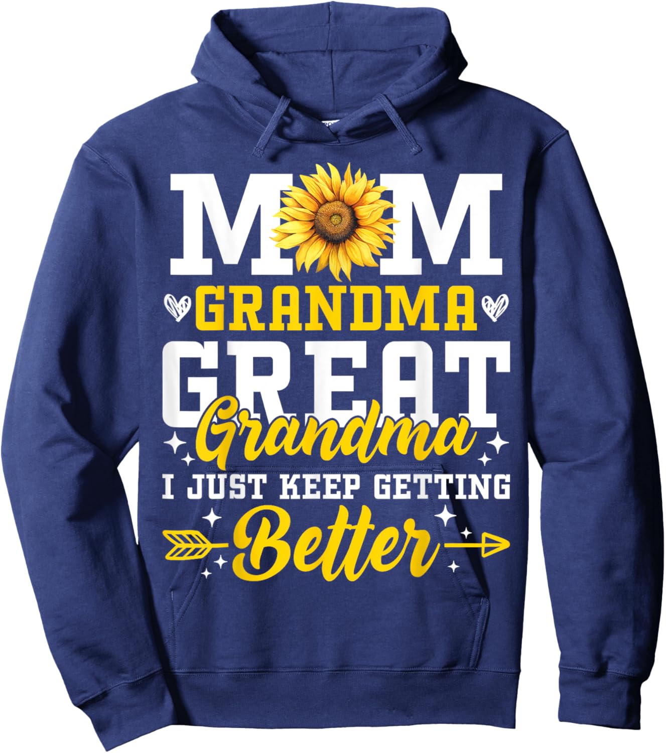 Mom Grandma Great Grandma Mother's Day 2025 Sunflower Women Hoodie - Hoodie | Navy