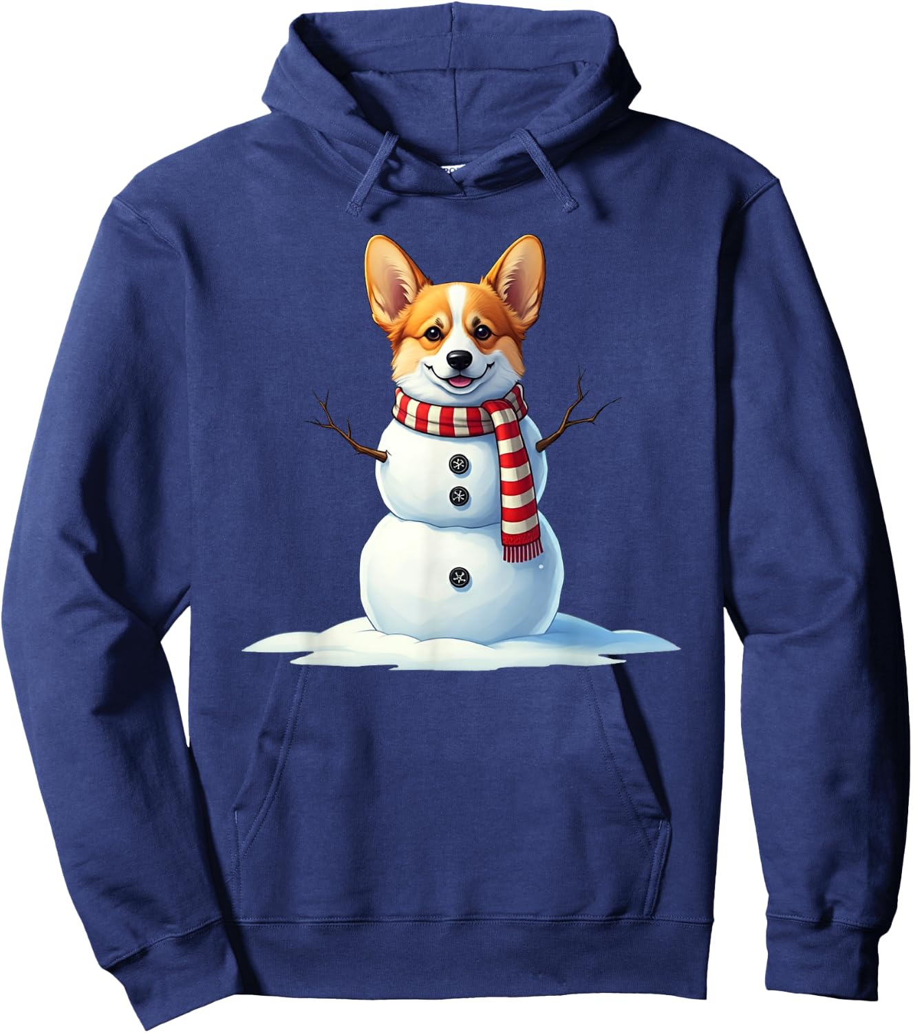Funny Christmas Scarf with Snowman Corgi , Men and Kids Hoodie - Hoodie | Navy
