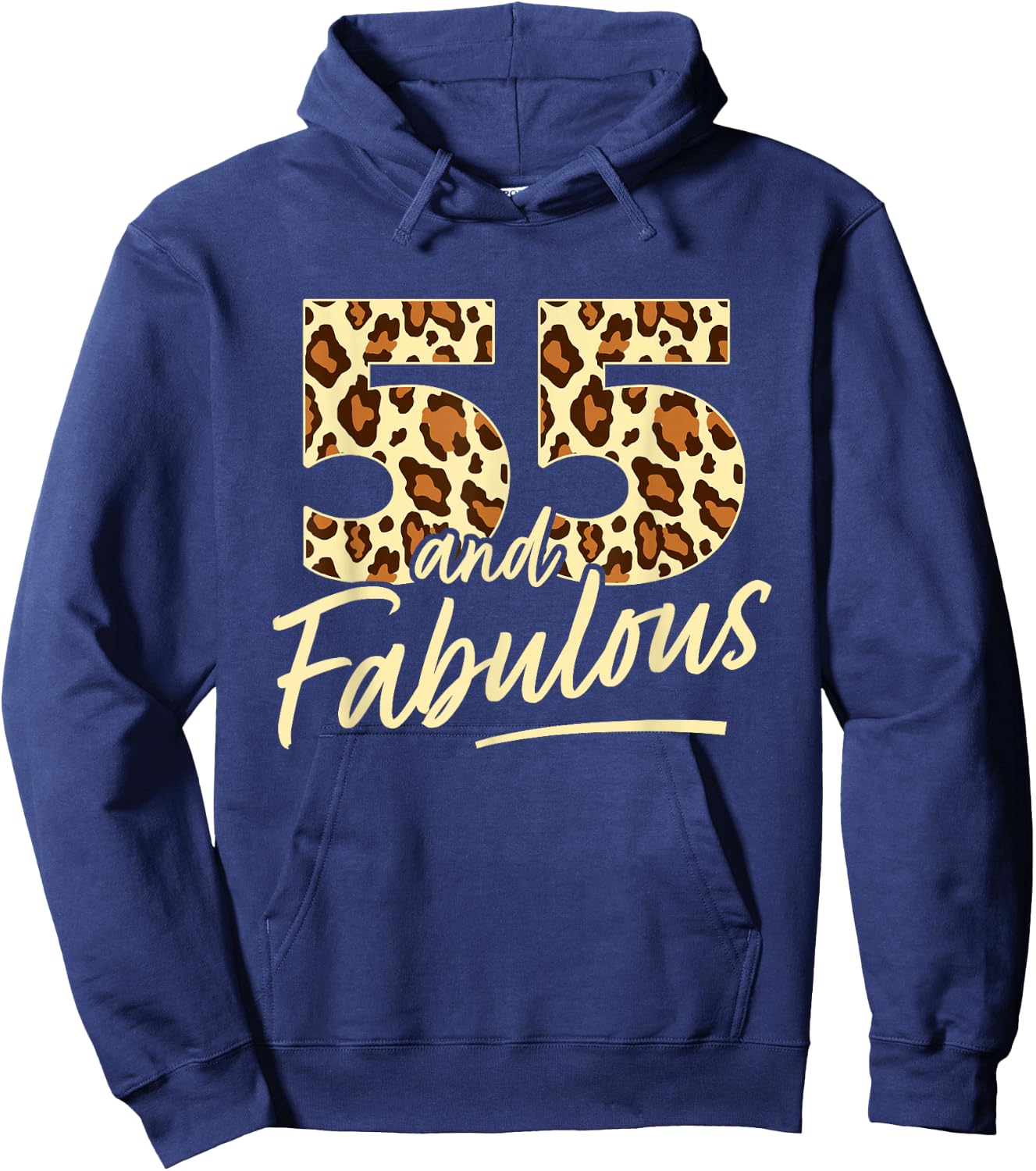 55 Year Woman Leopard Fabulous 55th Birthday Hoodie - Hoodie | Navy