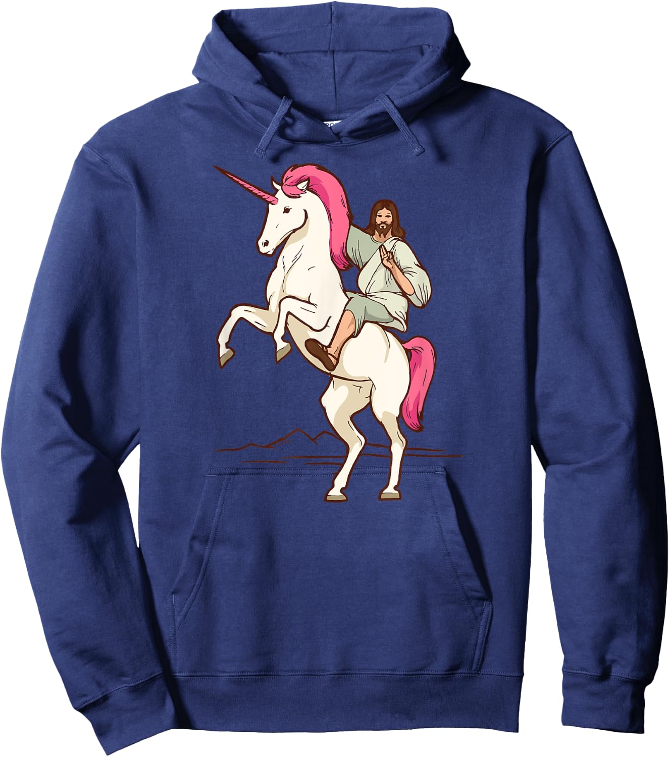 Jesus on Unicorn - Jesus Christ Riding a Unicorn Hoodie - Hoodie | Navy
