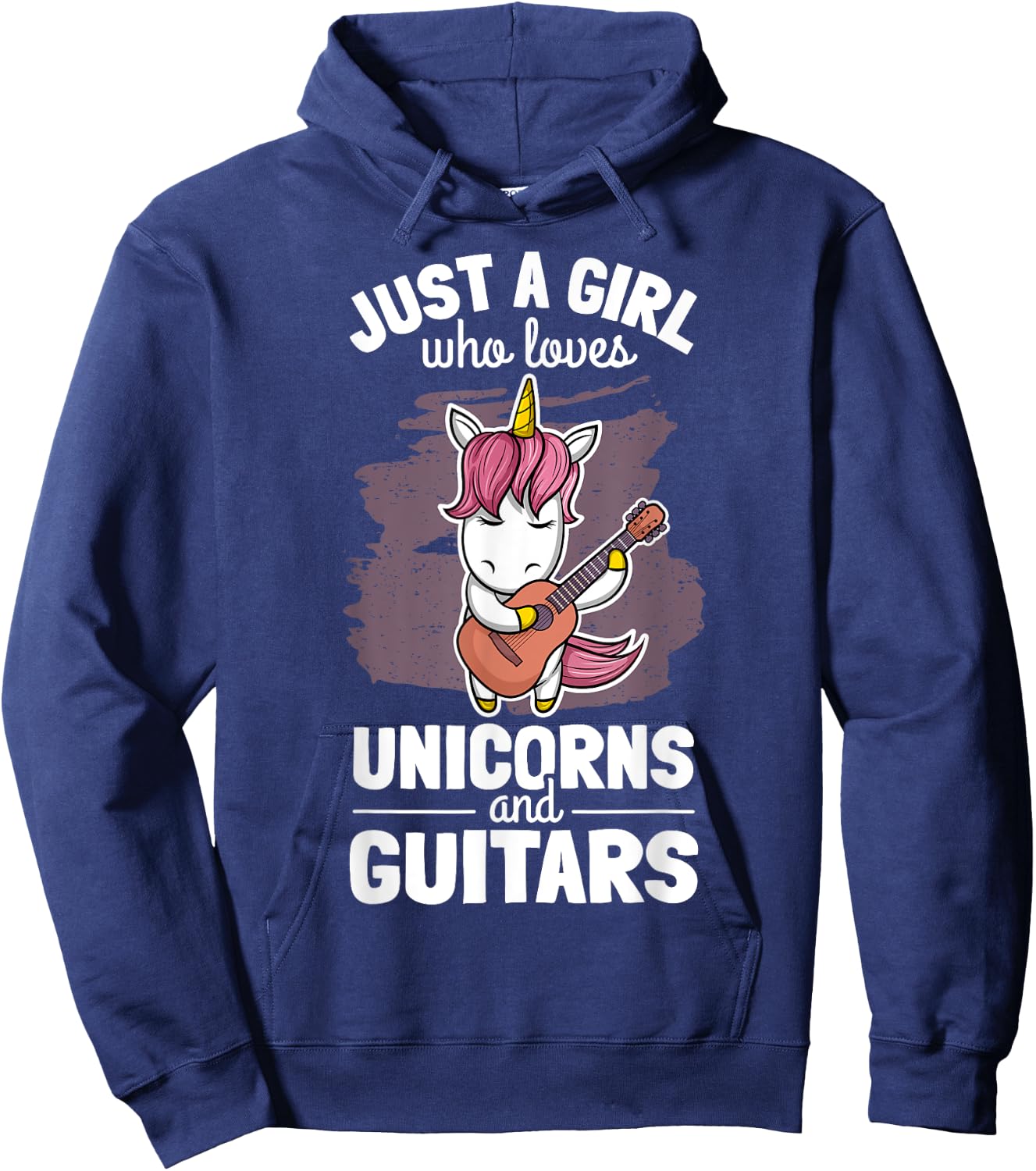 Cute Unicorn Guitar Player Woman Magical Girl Guitarist Hoodie - Hoodie | Navy