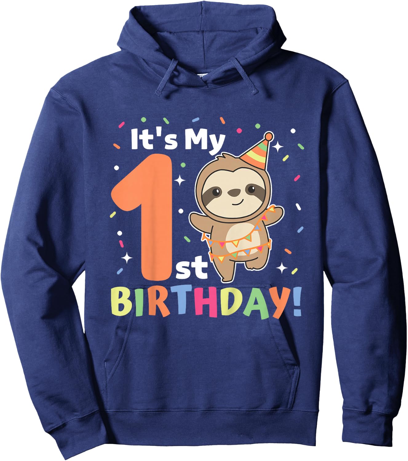 Sloth 1st Birthday For Kids One Year Old Sloth Hoodie - Hoodie | Navy
