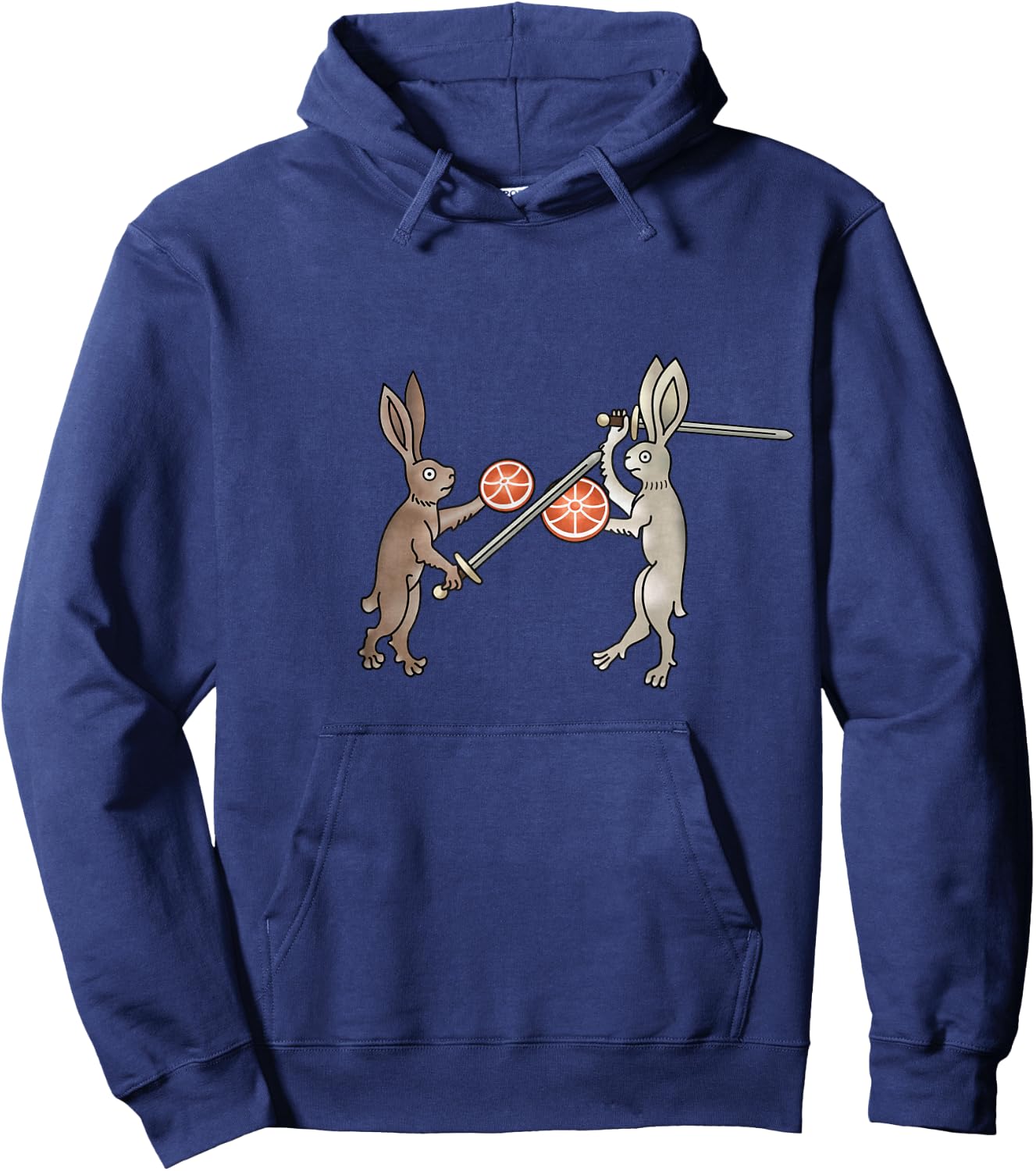 Medieval Marginalia - Rabbit sword duel - MargiKnights Hoodie - Hoodie | Navy
