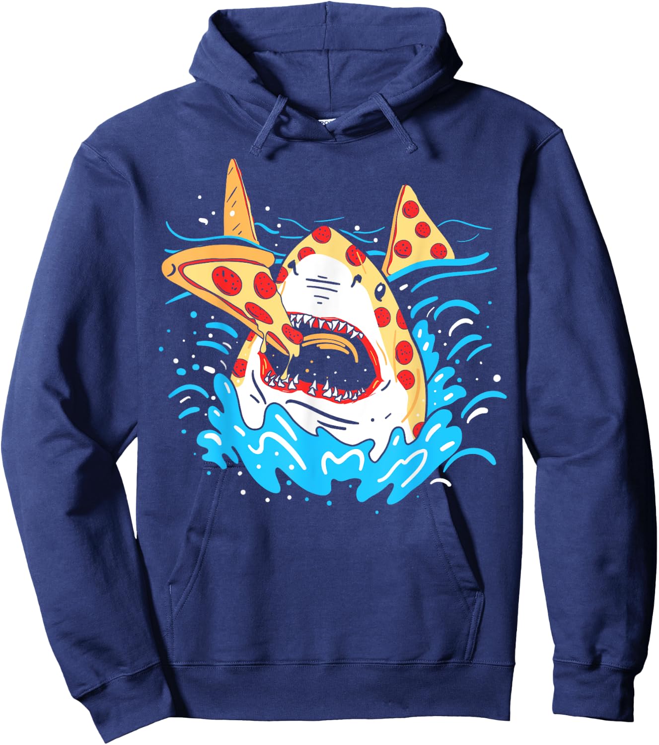 Pepperoni Pizza Shark Funny Hoodie - Hoodie | Navy