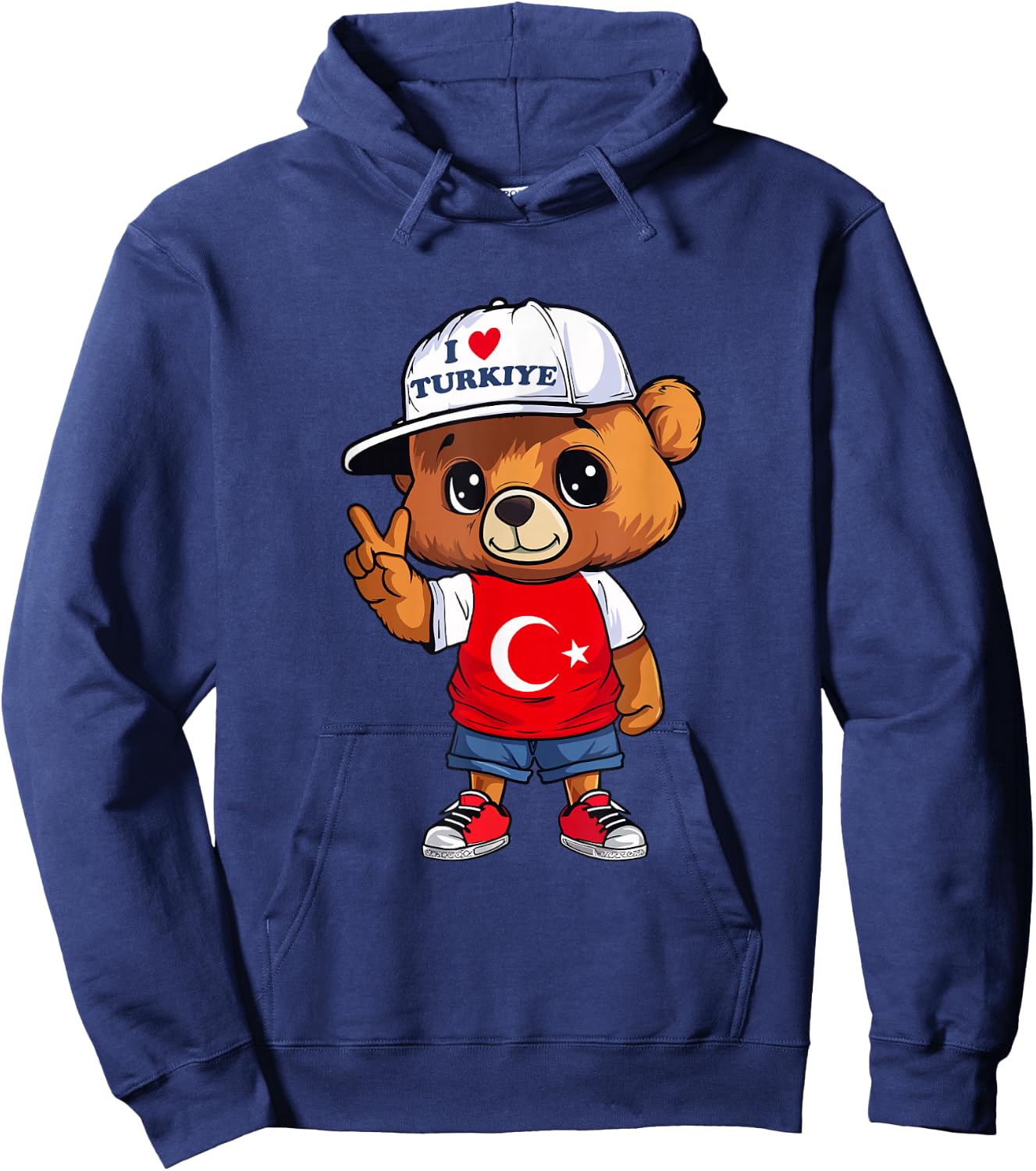 Türkei Fußball EM 2024 Teddybär Trikot Hoodie - Hoodie | Navy