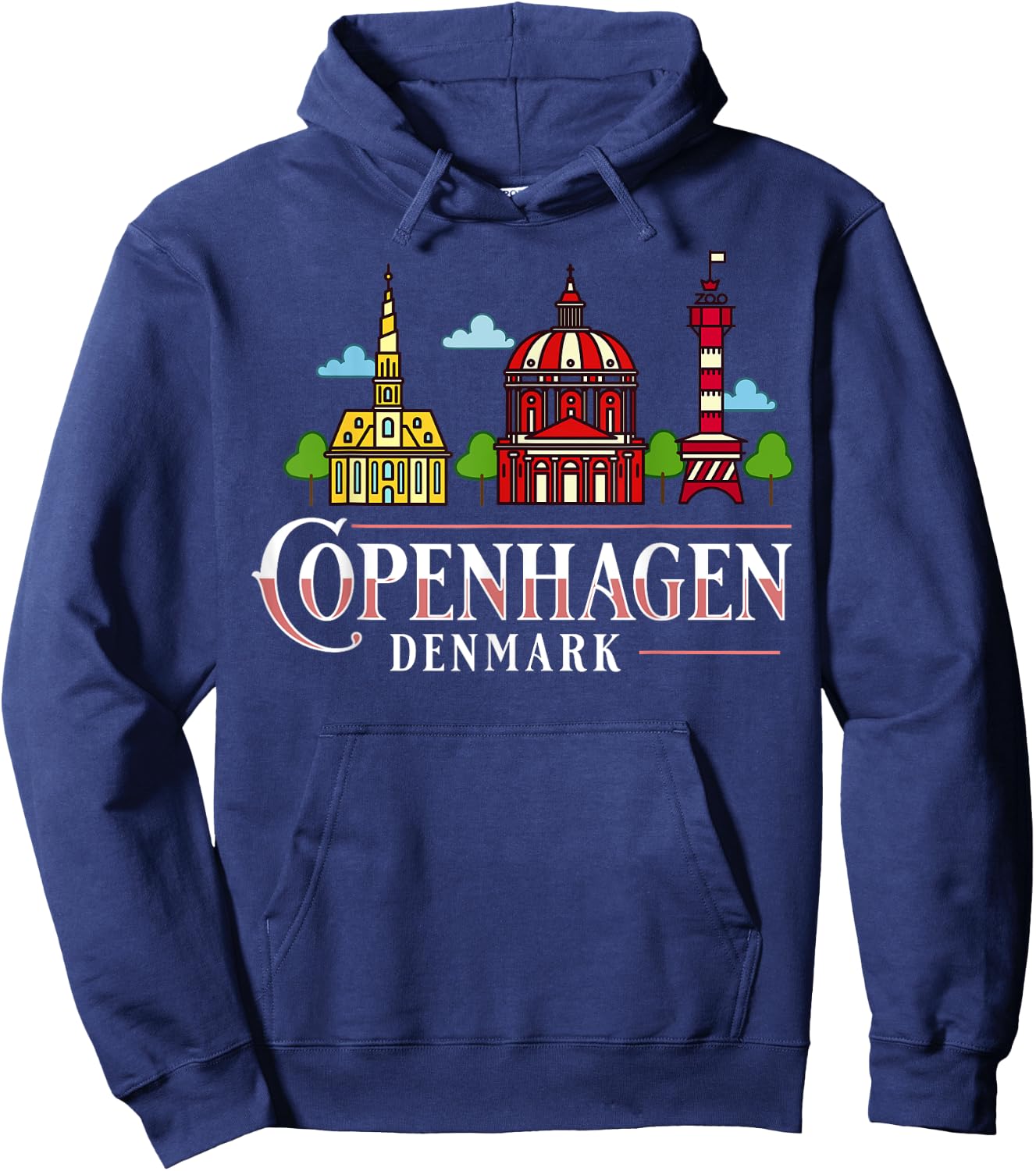 Copenhagen Denmark City Skyline Map Travel Hoodie - Hoodie | Navy