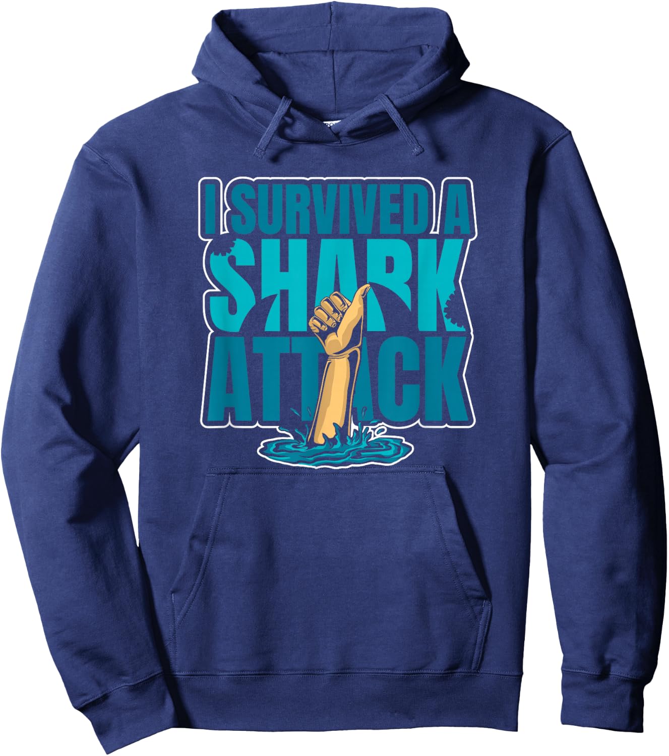 I Survived A Shark Attack Whale Hammerhead White Lover Shark Hoodie - Hoodie | Navy