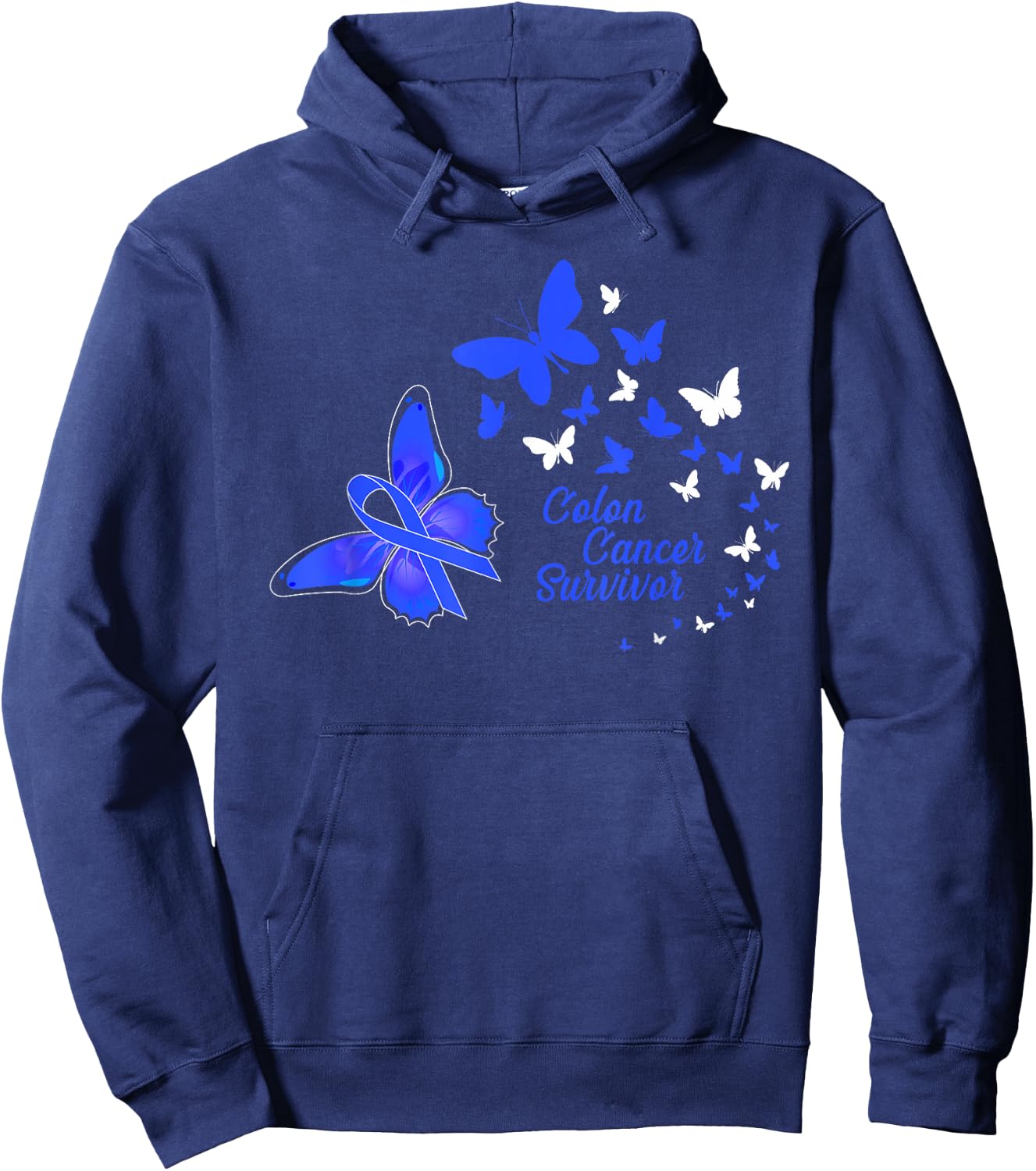 Colon Cancer Survivor Awareness Butterflies Gift Hoodie - Hoodie | Navy