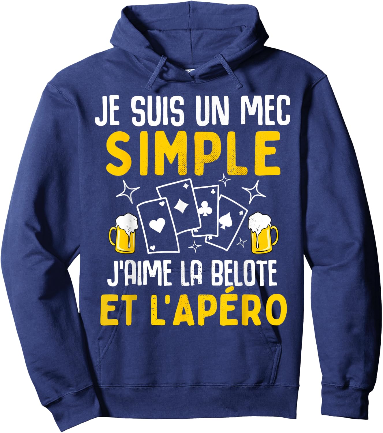 Simple guy I love belote and aperitif funny man belote , Black, S Hoodie - Hoodie | Navy