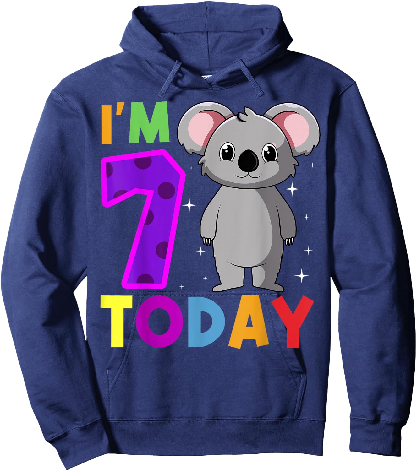 I'm 7 Today Koala Birthday Party Celebration 7th Hoodie - Hoodie | Navy