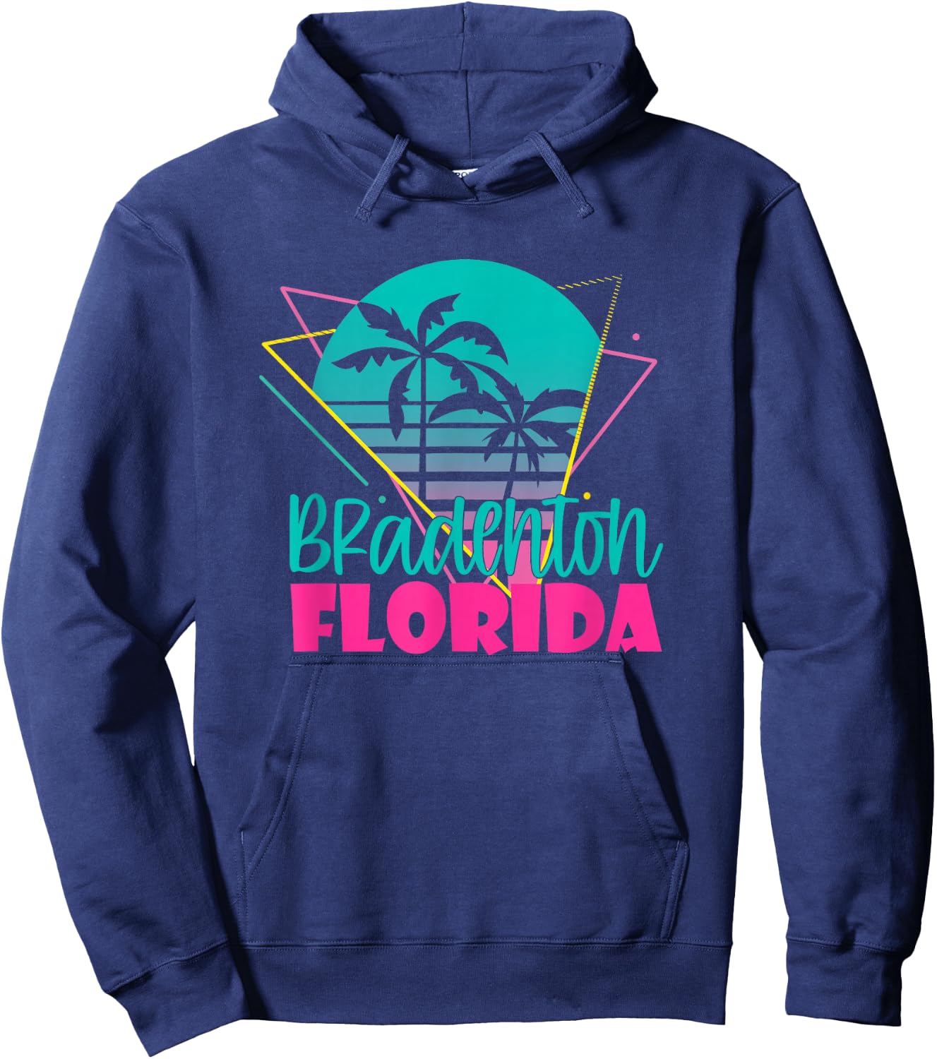Vintage Beach Vacation Palm Tree Bradenton Florida Men Women Hoodie - Hoodie | Navy