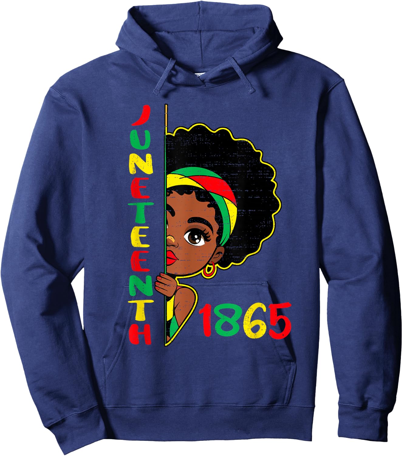 Girls Juneteenth 1865 Freedom African June 19th Princess Kid Hoodie - Hoodie | Navy