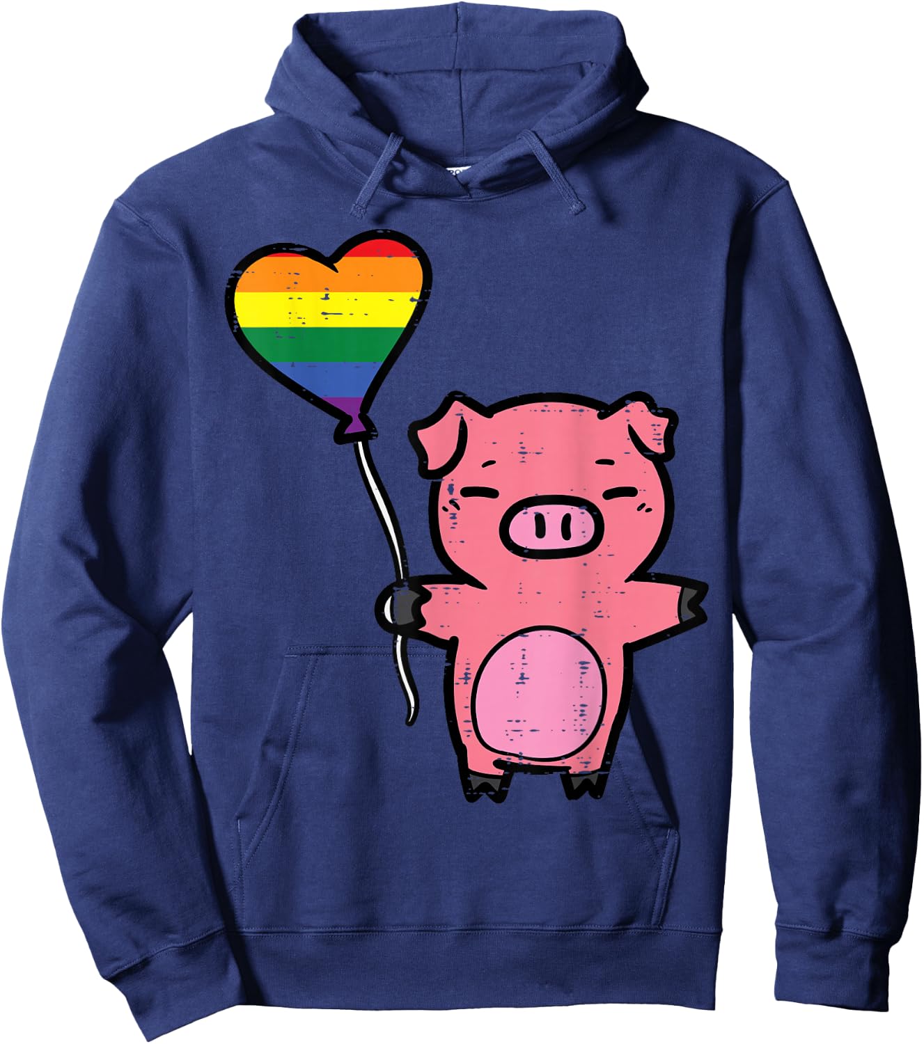 Gay Pride Pig Heart Rainbow Flag Lgbtq Ally Women Girls Kids Hoodie - Hoodie | Navy