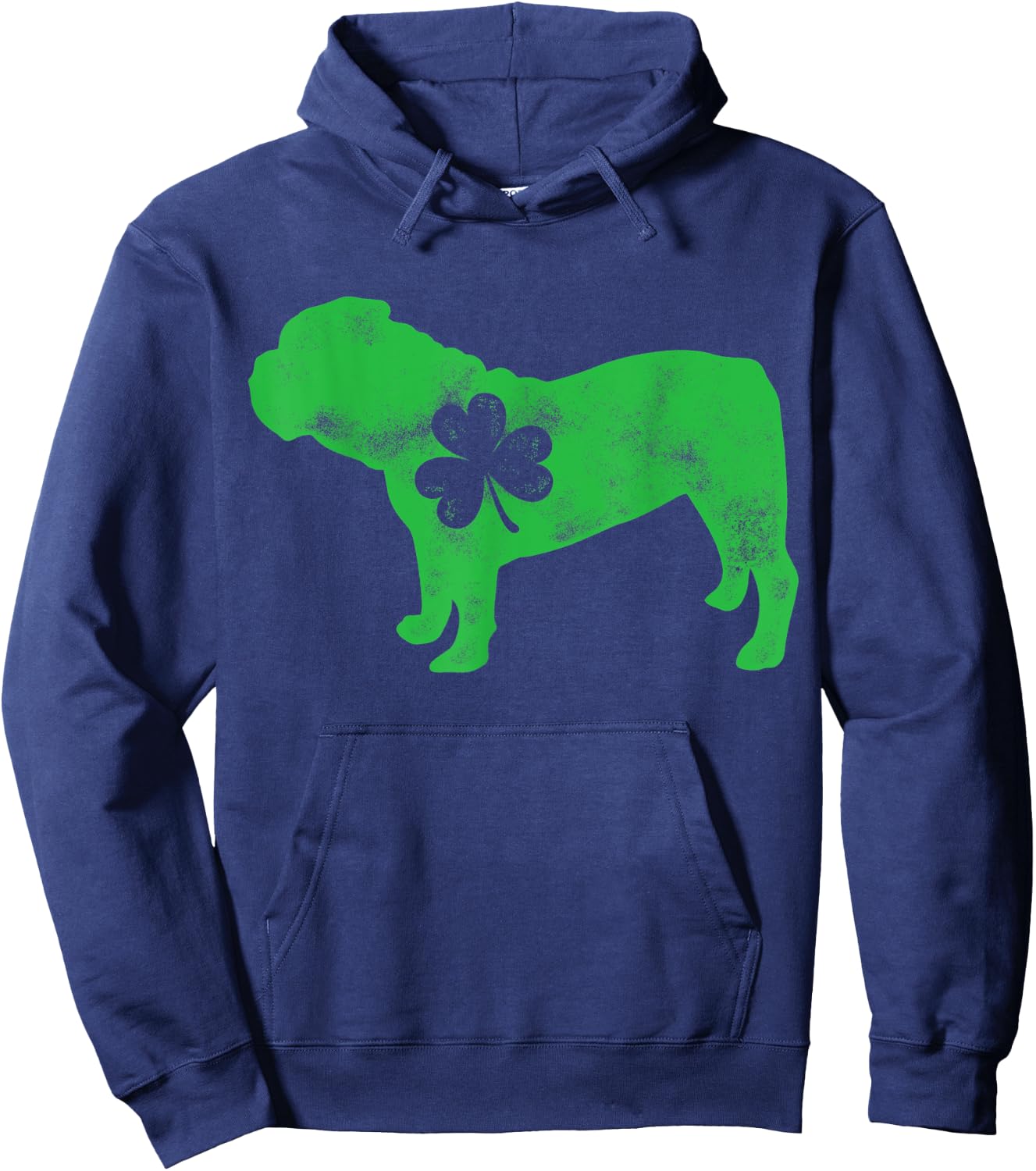 English Bulldog St Patricks Day Men Women Shamrock Dog Lover Hoodie - Hoodie | Navy