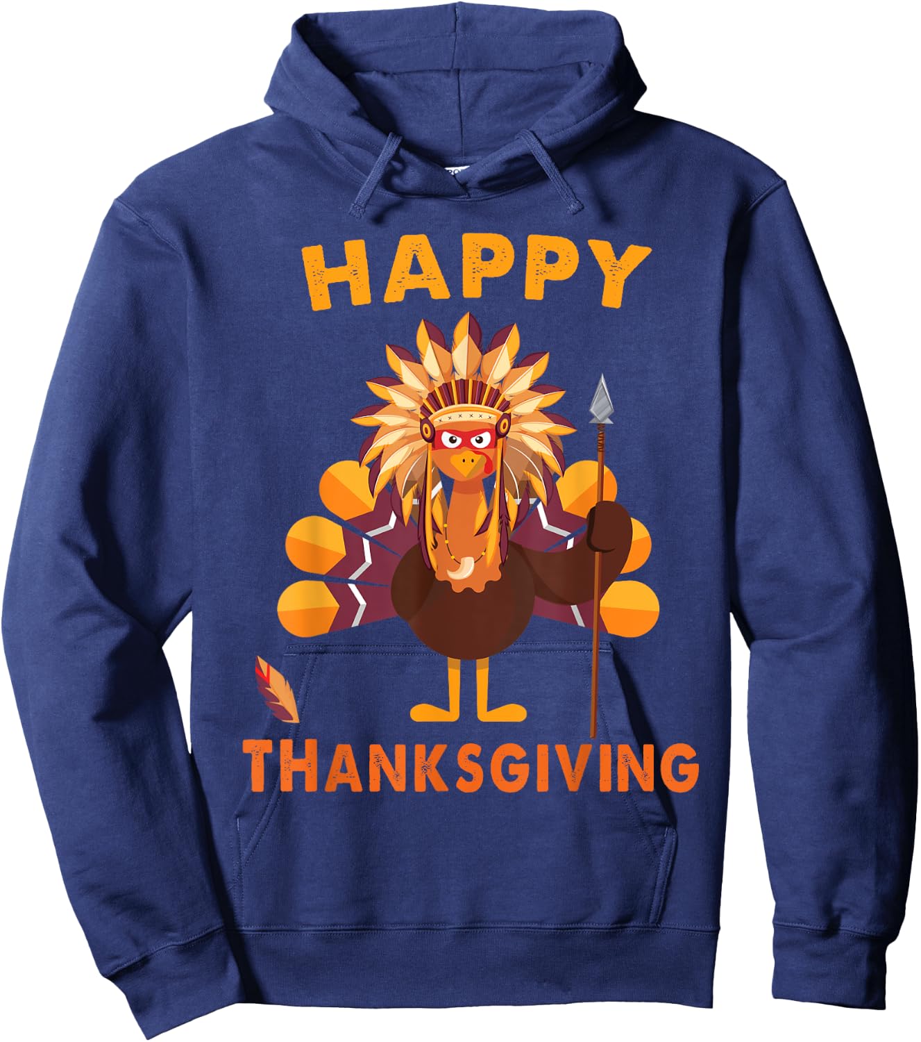 Native American Indian turkey Happy Thanksgiving day gift Hoodie - Hoodie | Navy