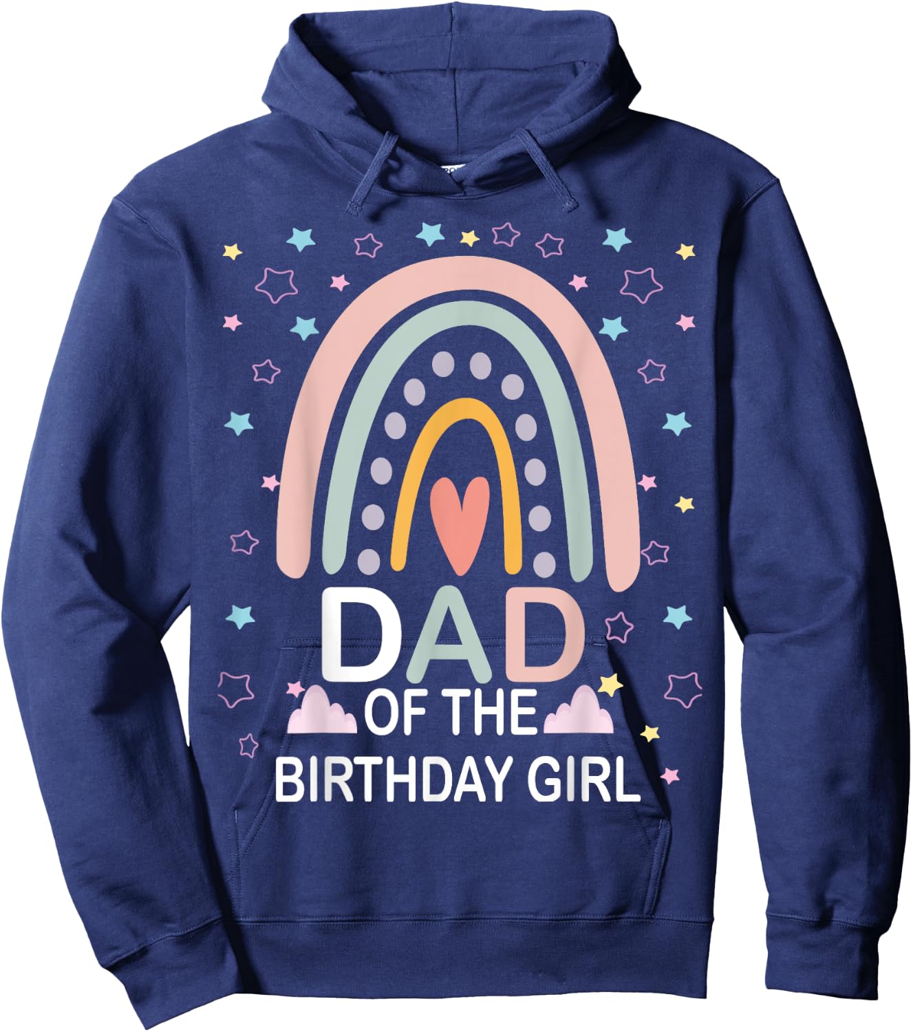 Dad Of The Birthday Girl Rainbow Family Matching Birthday Hoodie - Hoodie | Navy