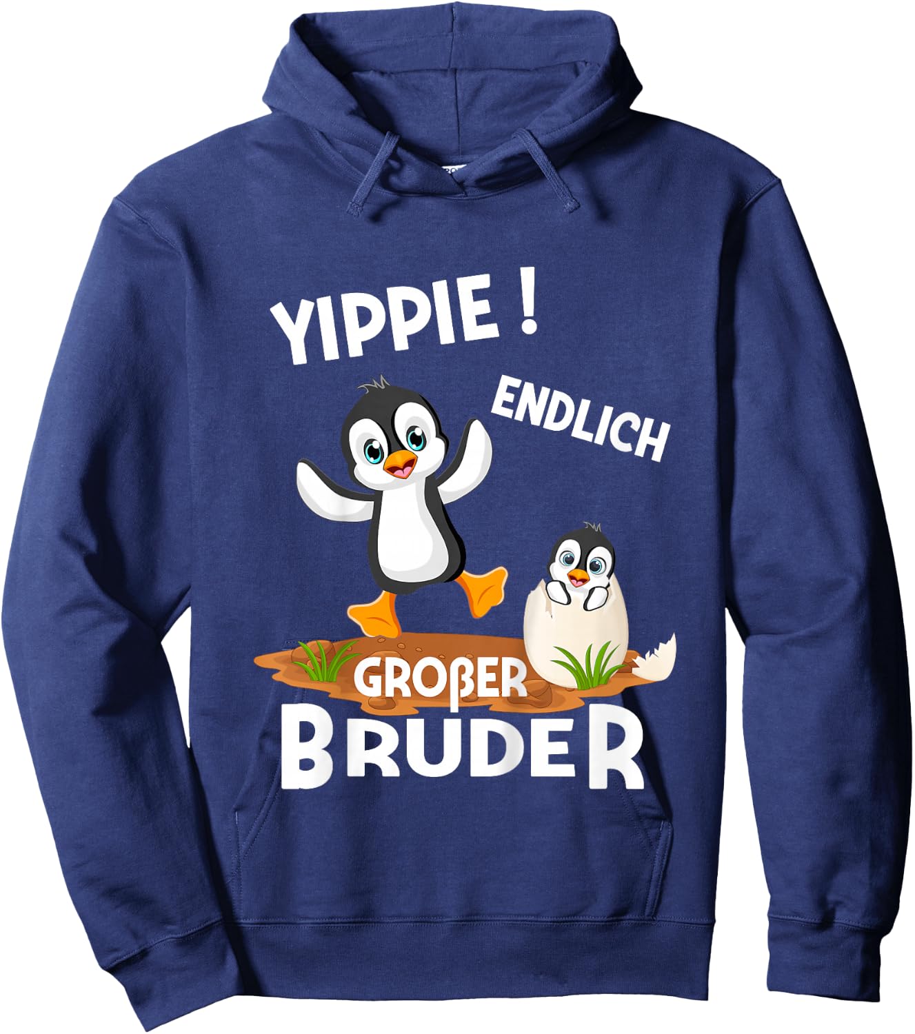 Kinder Endlich Großer Bruder Sohn Geschwister Pinguin Hoodie - Hoodie | Navy
