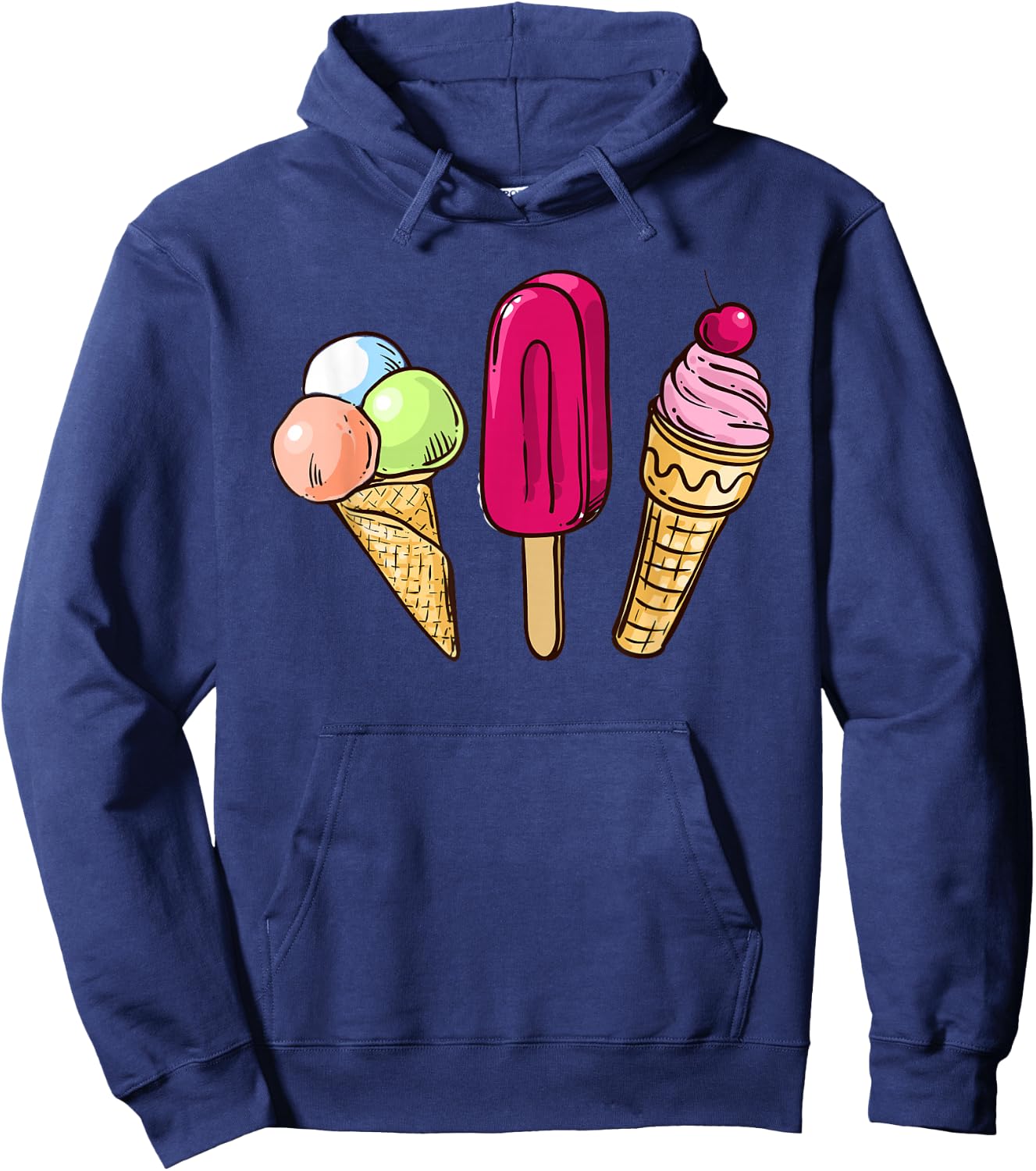 Ice Lover Gelato Cup Ice Cream Cone Summer Food , black Hoodie - Hoodie | Navy