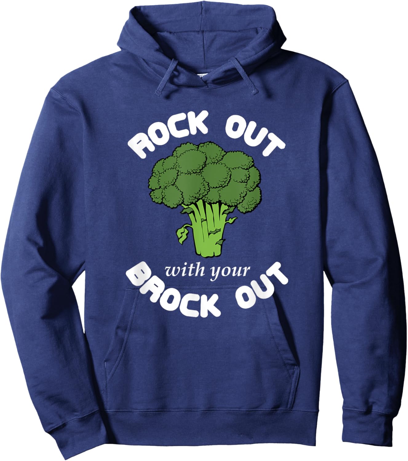 Funny Broccoli Vegetarian - Rock Out With Your Brock Out Hoodie - Hoodie | Navy