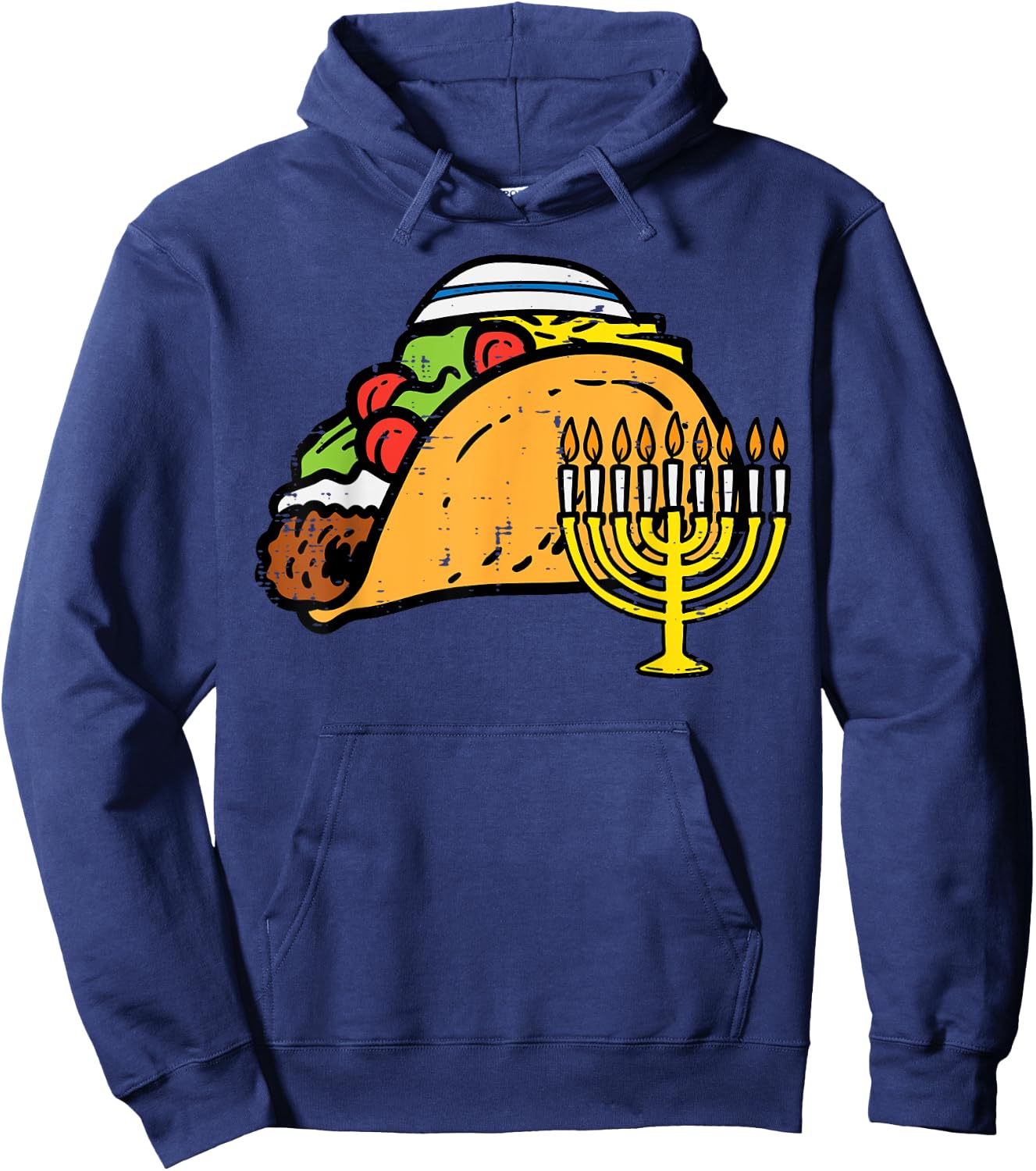 Hanukkah Taco Funny Chanukah Mexican Food Men Women Kids Hoodie - Hoodie | Navy