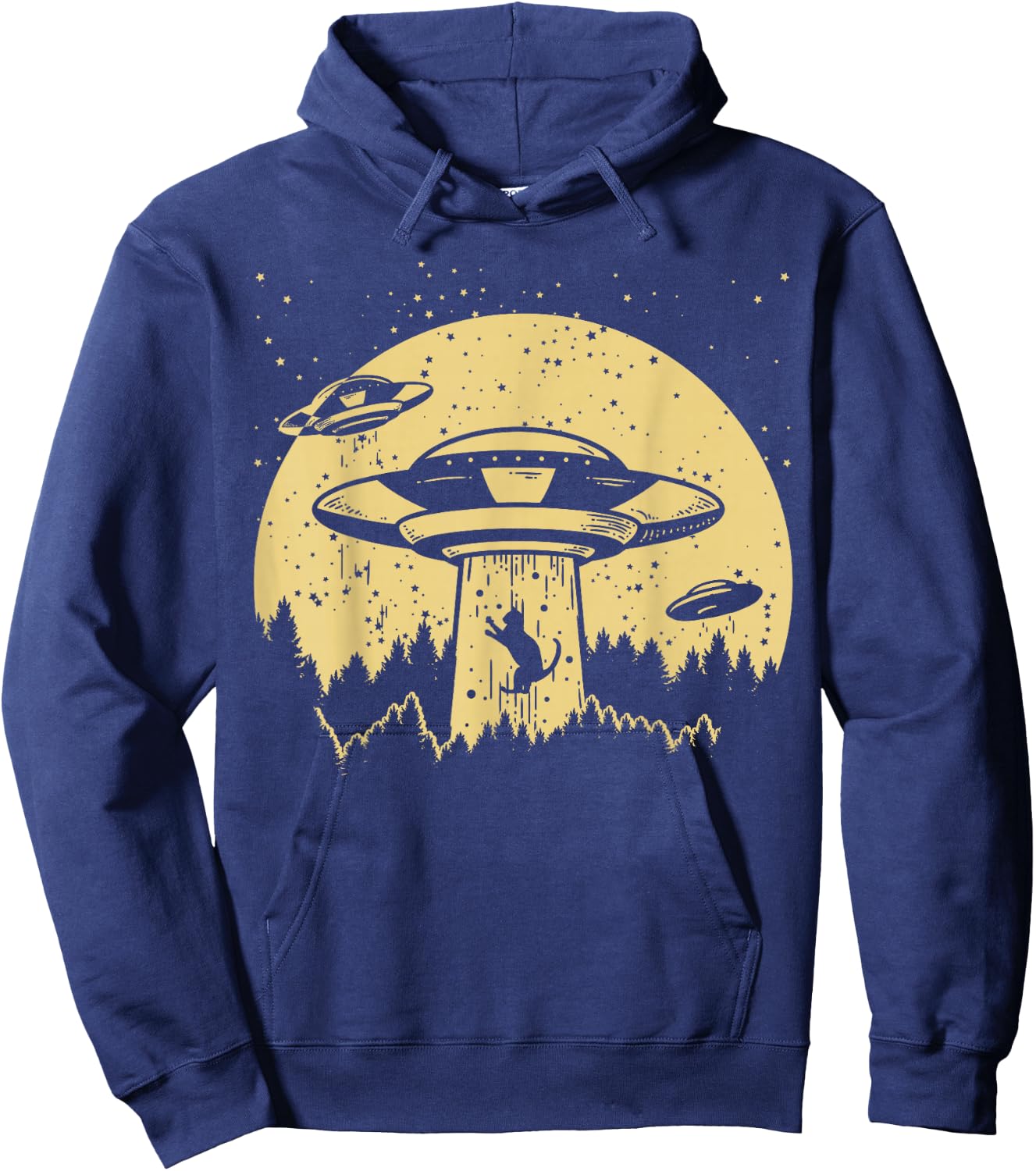 Funny UFO Alien Abduction Cat Flying Perfect Aliens Lover Hoodie - Hoodie | Navy