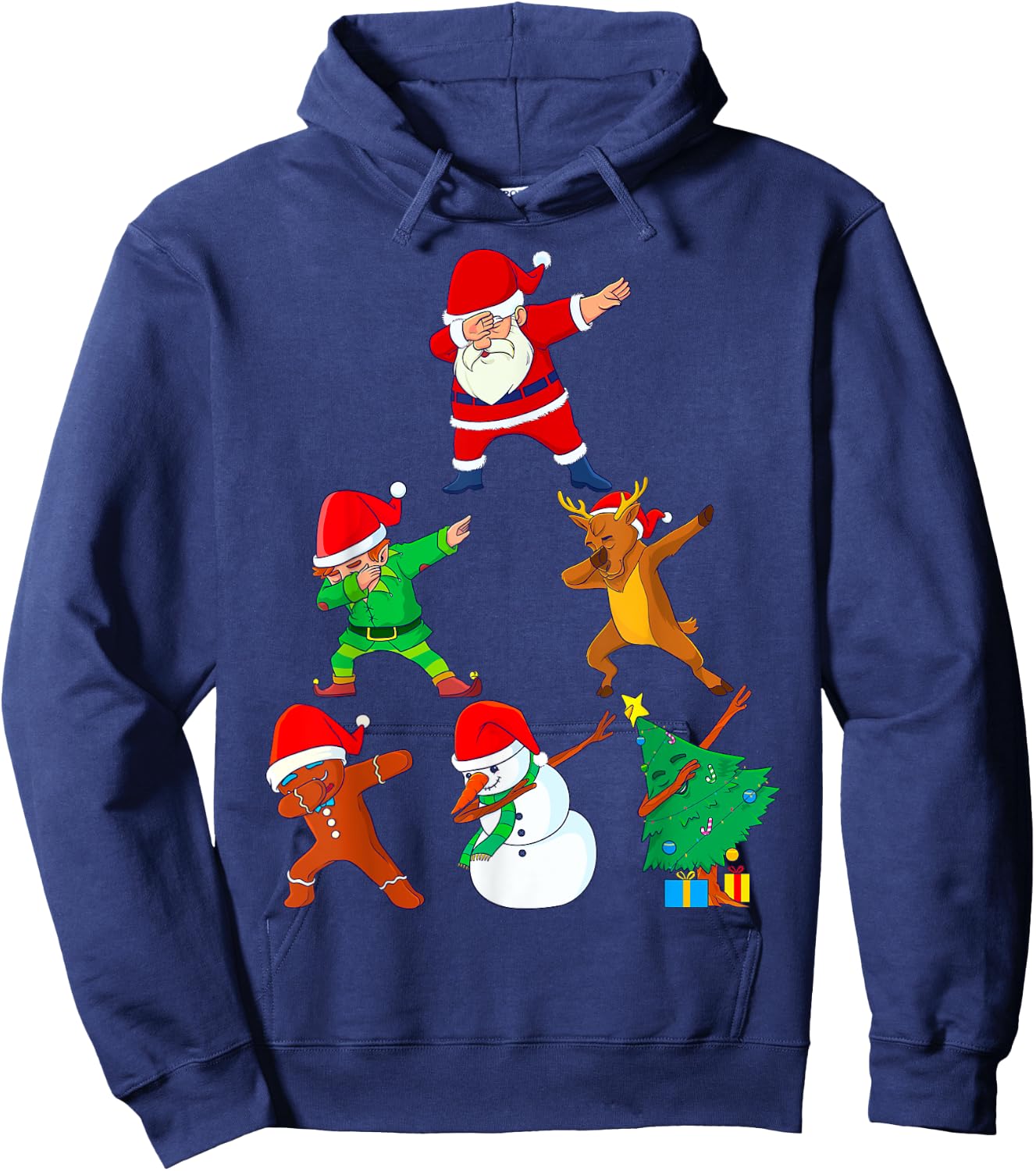 Dabbing Santa Elf Friends Christmas Boys Short Sleeve Funny Xmas Dab Girl Hoodie - Hoodie | Navy