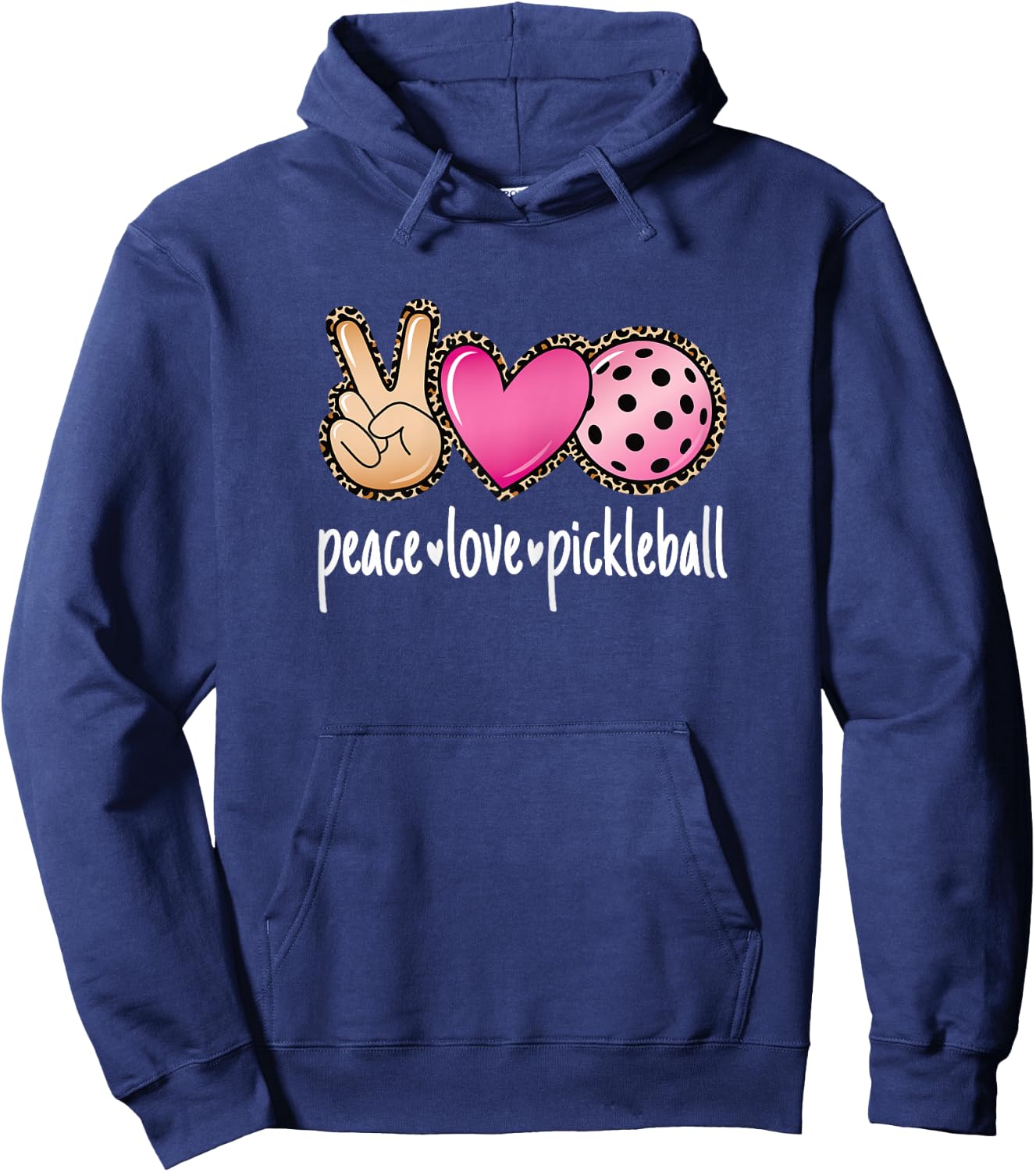 Peace Love Pickleball Cute Pickleball Lover Women Girls Hoodie - Hoodie | Navy