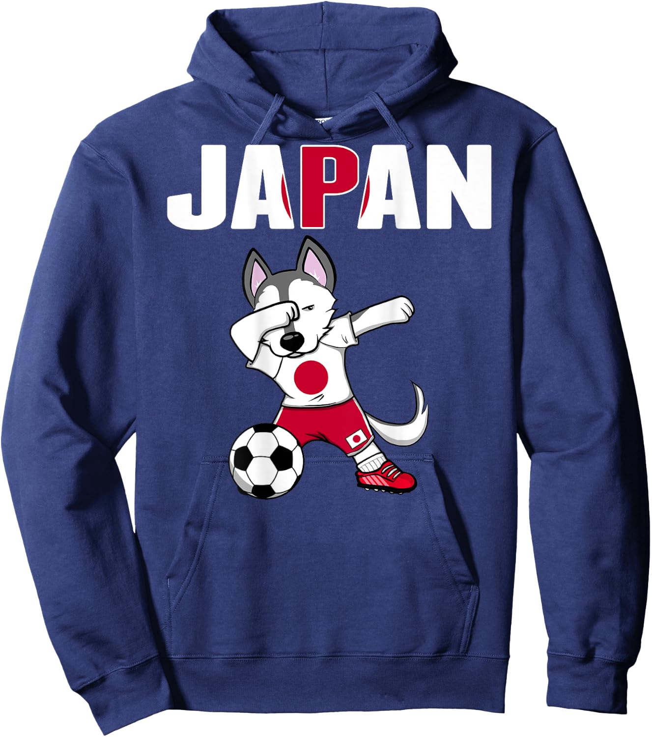 Dabbing Husky Dog Japan Soccer Fans Jersey Japanese Football Women Kids Hoodie - Hoodie | Navy