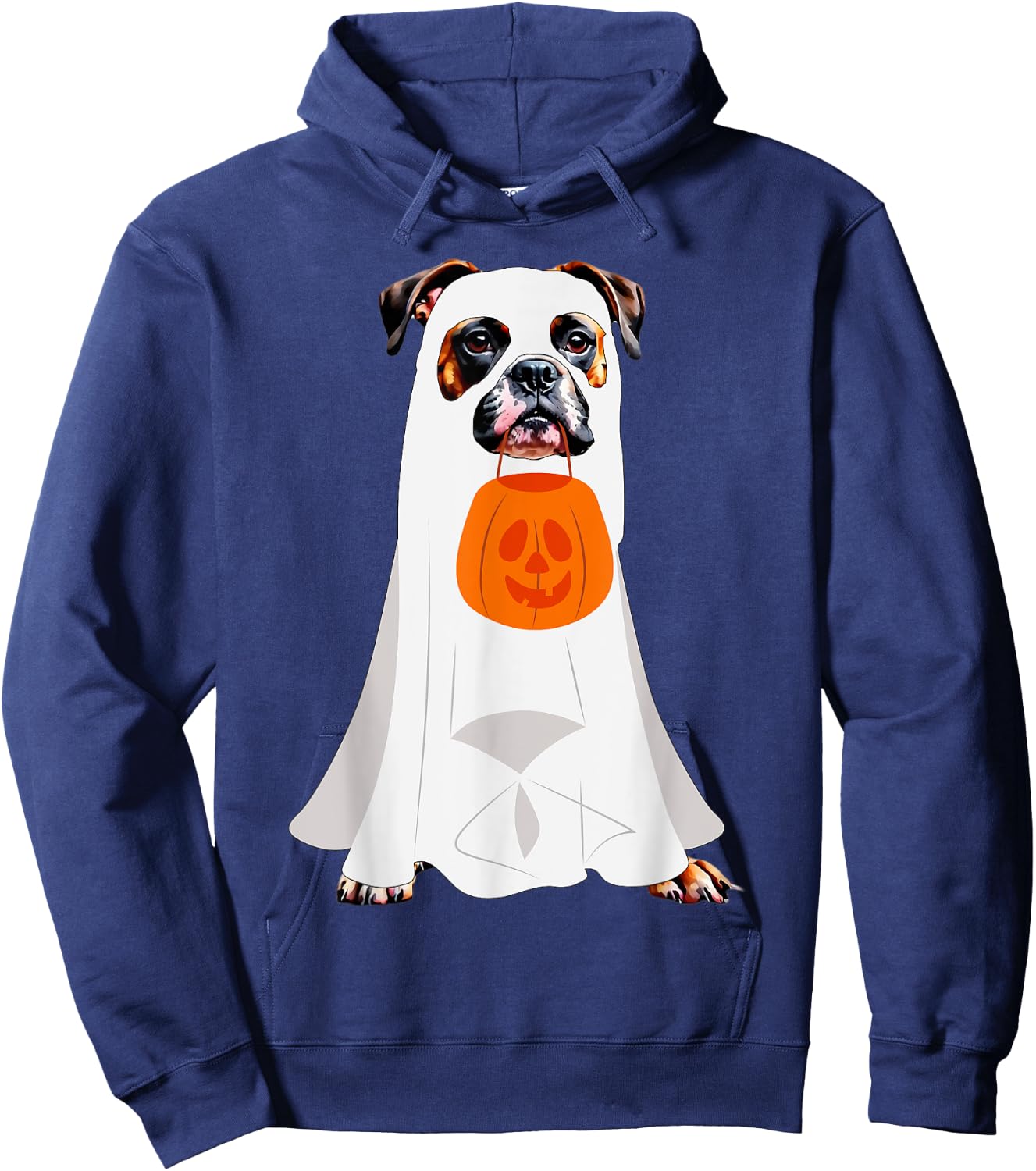 Boxer Dog Ghost Pumpkin Halloween Fall Dog Lover Men Women Kids Hoodie - Hoodie | Navy
