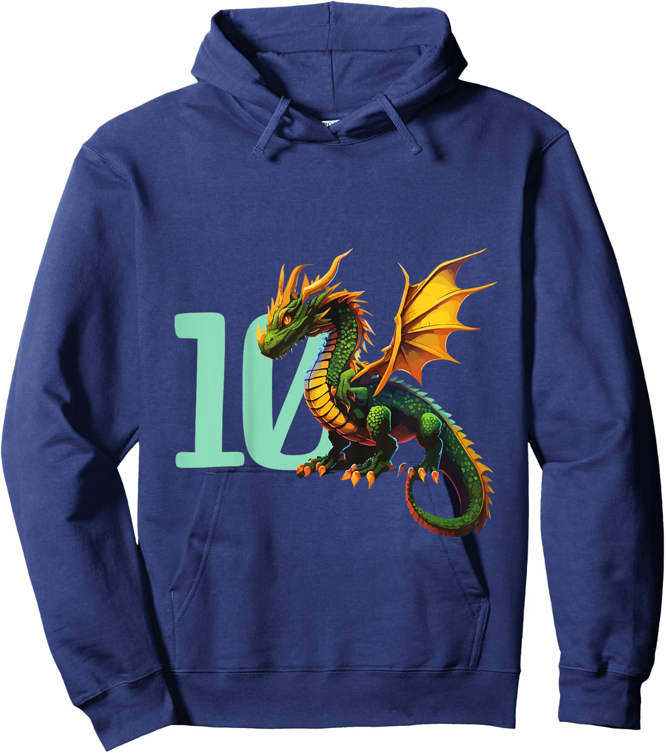 Kids Children's Birthday Dragon 10 Years Boy Dragon Number Age Hoodie - Hoodie | Navy