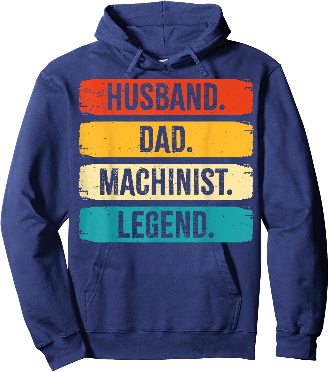 Retro Husband Dad Machinist Legend CNC Machinist Gifts Hoodie - Hoodie | Navy