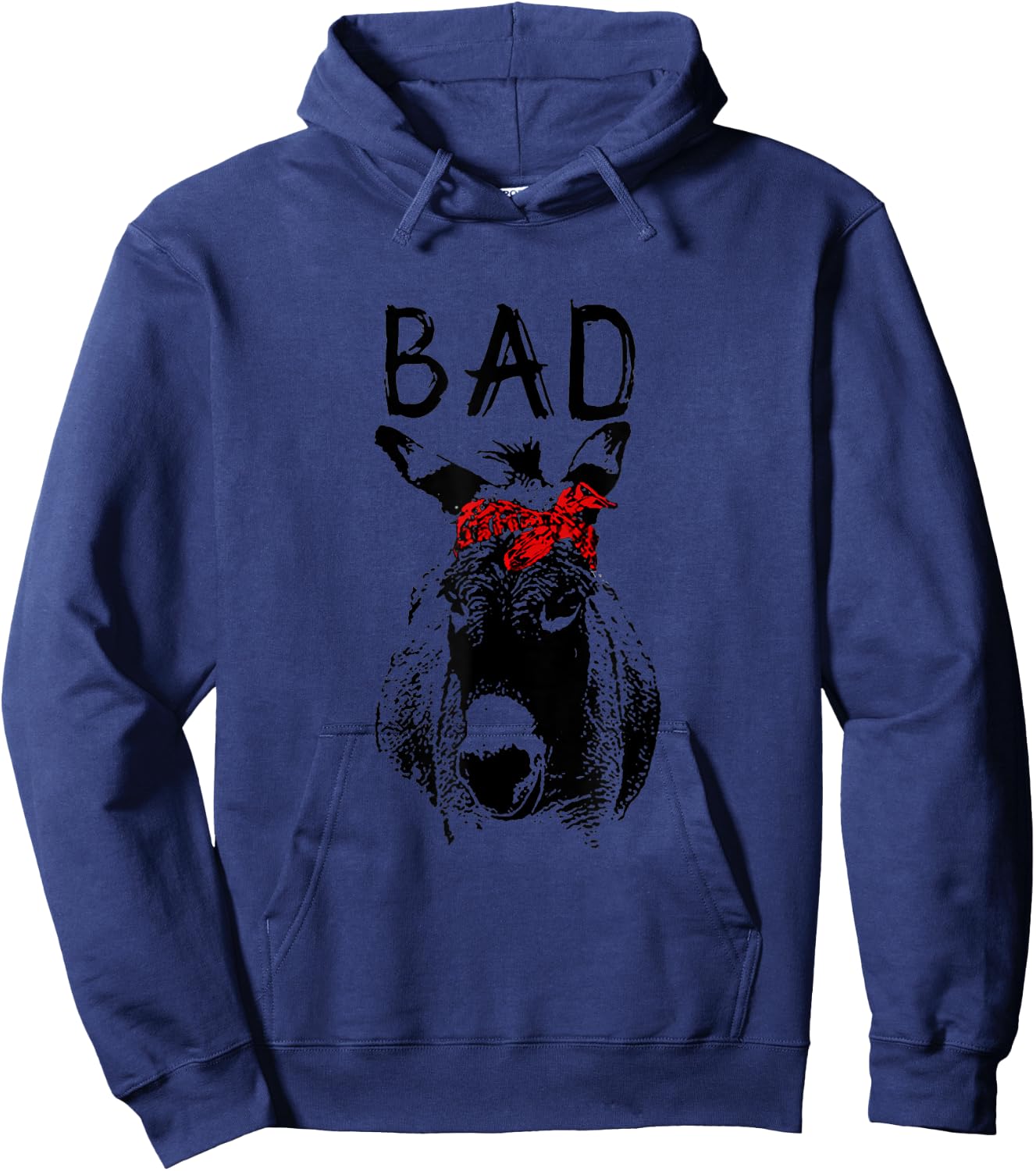 Cute Evil Donkey with Red Bandana Turban Horse Hoodie - Hoodie | Navy