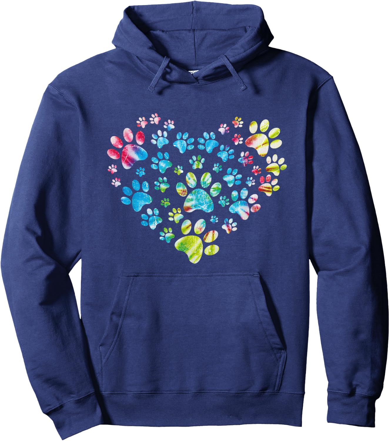 Tie Dye Love Dog Paw Print Animal Paw Dog Lover Hoodie - Hoodie | Navy