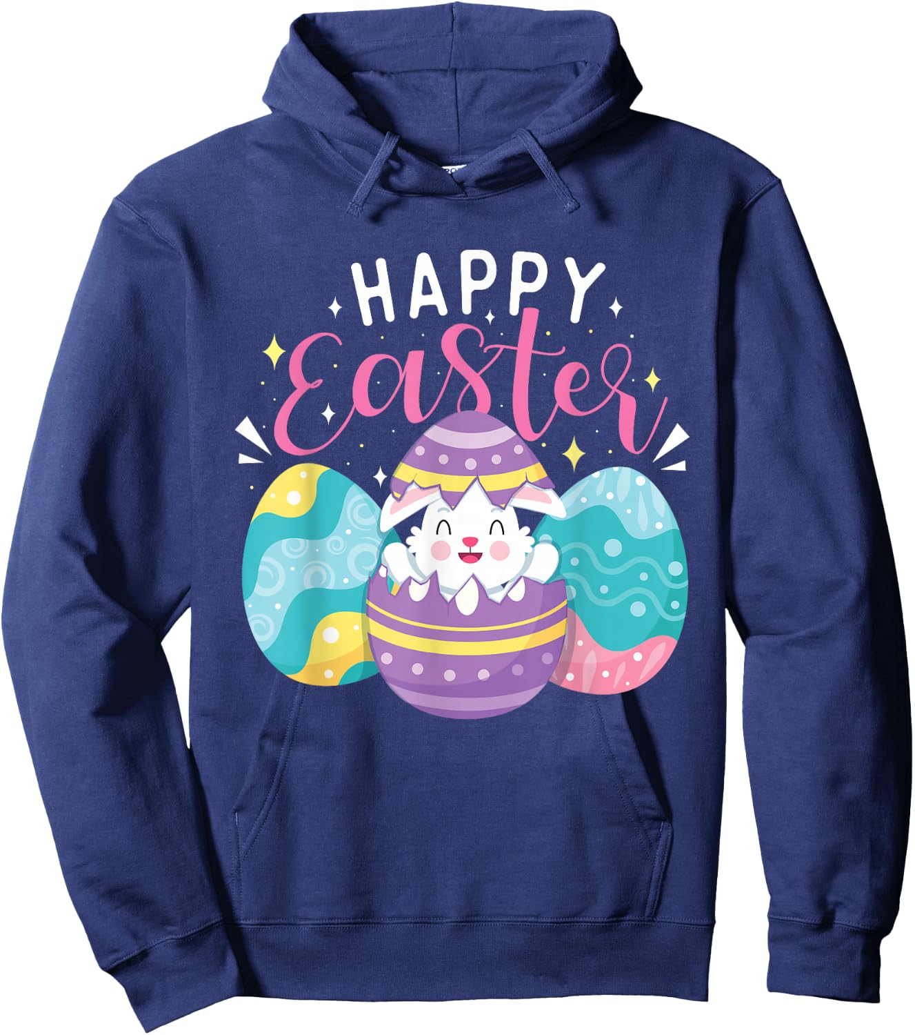Happy Easter - Colorful Egg Hunting Eggs Christian Hoodie - Hoodie | Navy