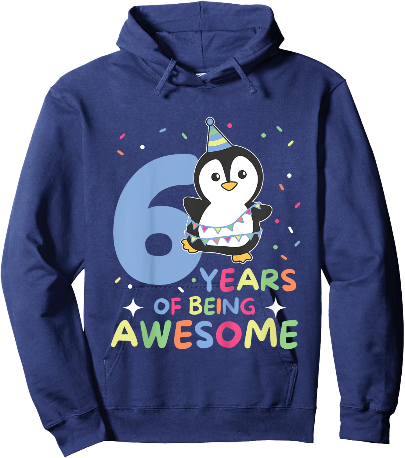 Penguin For The 6th Birthday For Children Six Years Old Hoodie - Hoodie | Navy