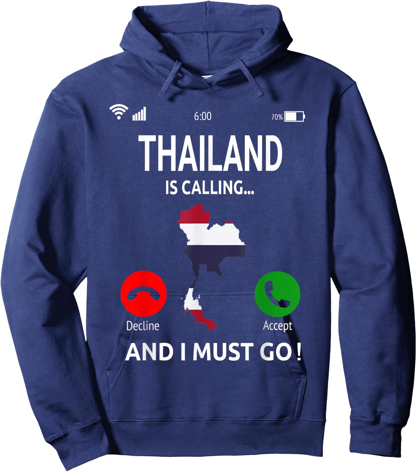 Thailand Is Calling Holiday Asia Thai Flag , black Hoodie - Hoodie | Navy