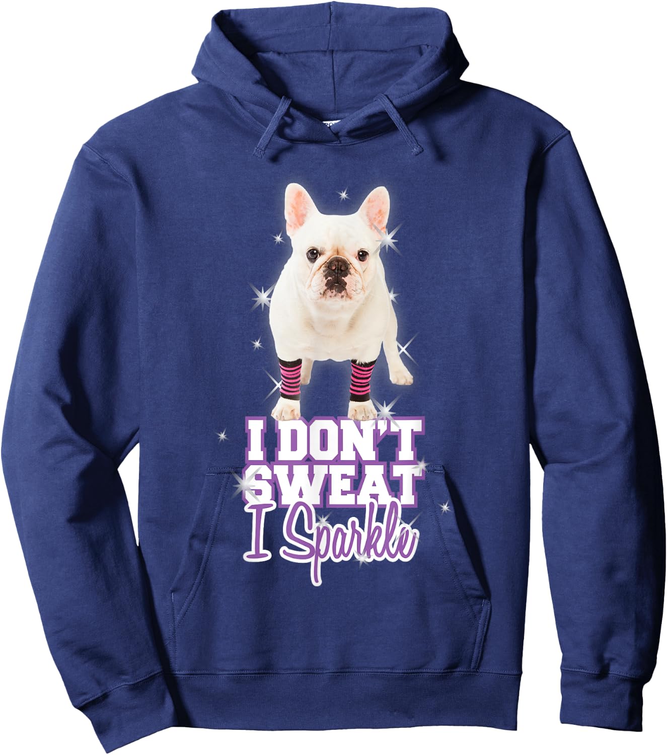 Workout "I Don't Sweat, I Sparkle" French Bulldog Hoodie - Hoodie | Navy